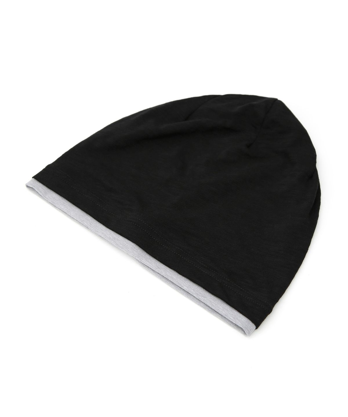 언더컨트롤(UNDERCONTROL) 쿨 투톤 배색 코튼 롱 루즈핏 모자 BEANIE / LAYERED SLUB / BLACK