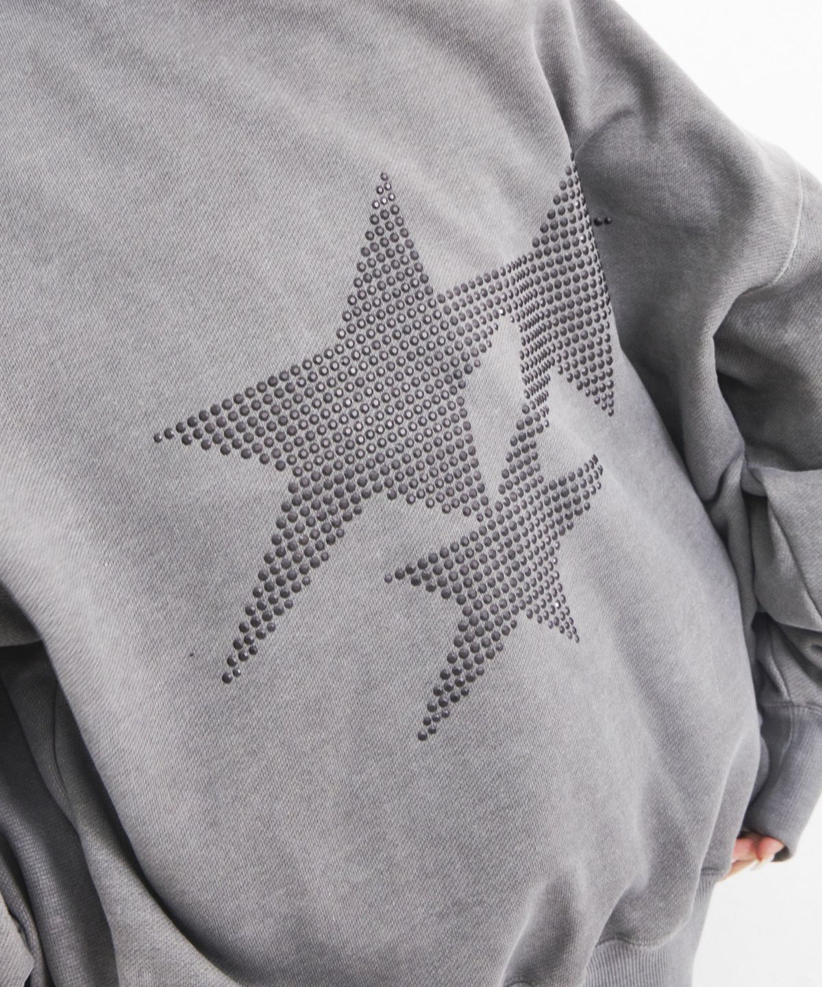 시데라(SIDERA) Eyelets Stone Hotfix Hoodie [Unisex/Gray]