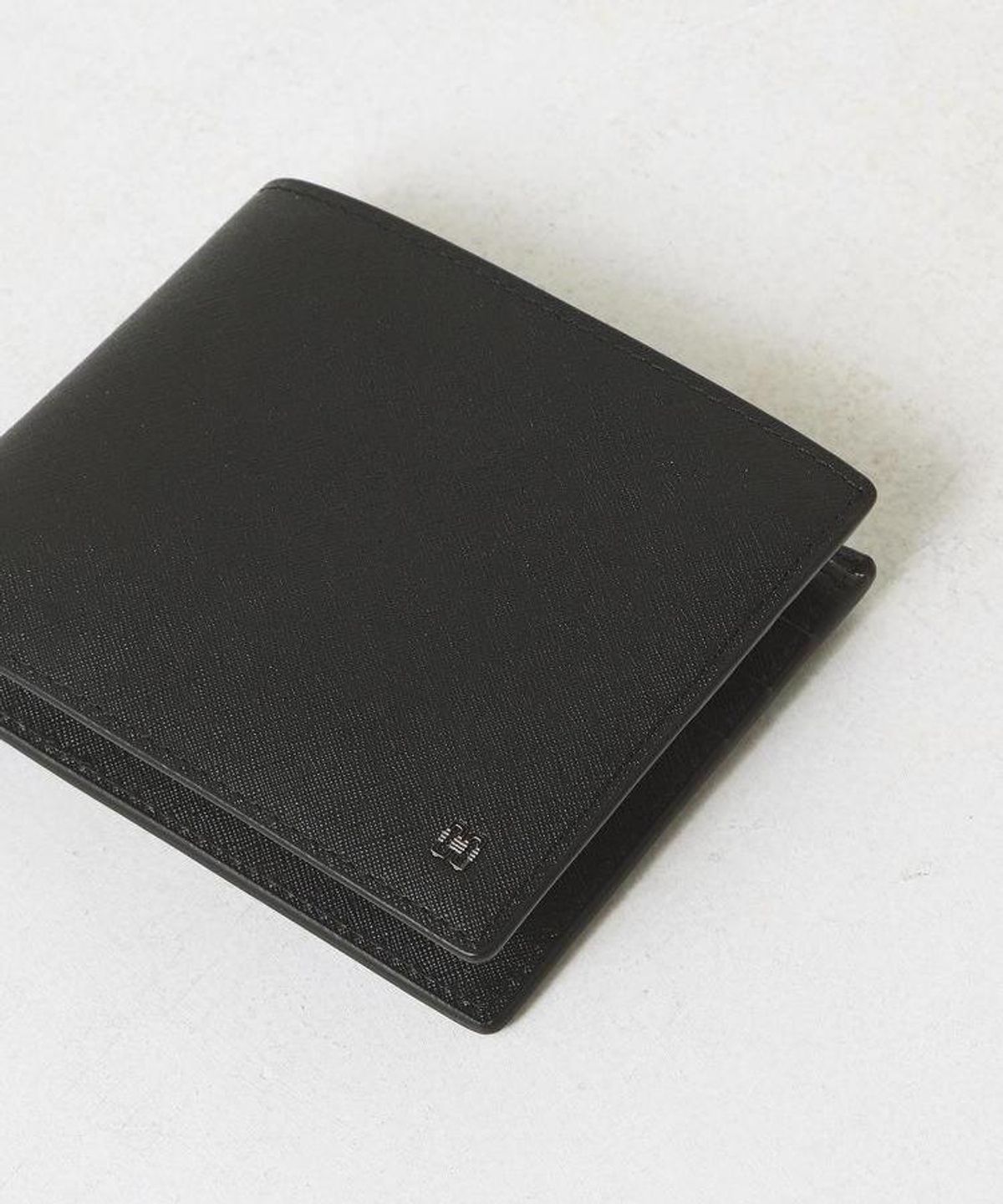 닥스 남성 액세서리(DAKS MEN'S ACCESSORIES) 블랙 가죽 미니 DD로고 내부 체크 패턴 라인 포인트 DBWA6F975BK