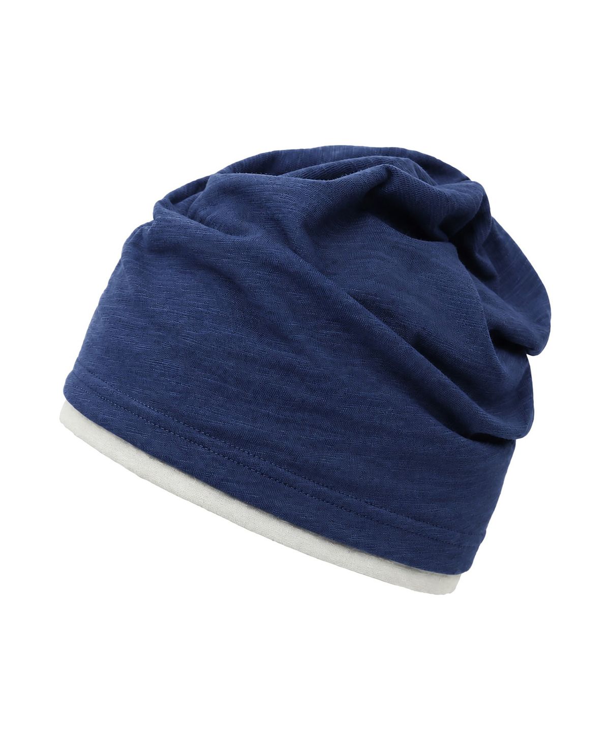 언더컨트롤(UNDERCONTROL) 쿨 투톤 배색 코튼 롱 루즈핏 모자 BEANIE / LAYERED SLUB / BLUE
