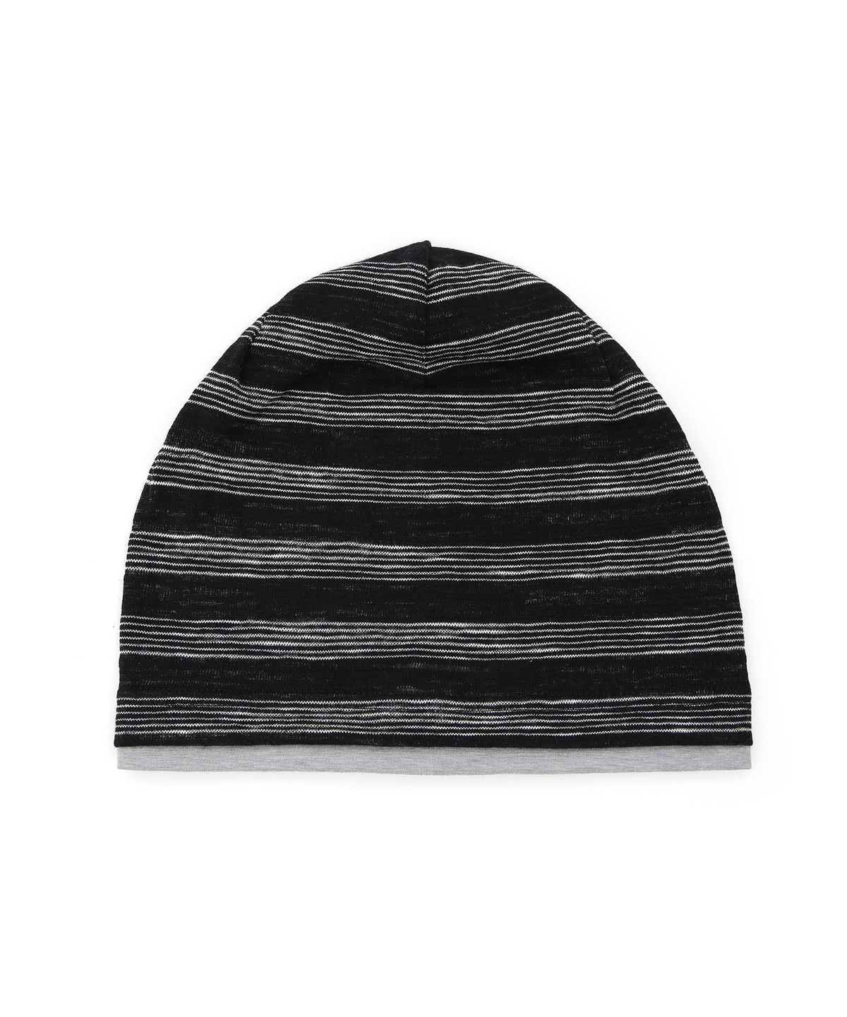언더컨트롤(UNDERCONTROL) 쿨 투톤 배색 코튼 롱 루즈핏 모자 BEANIE / LAYERED SLUB / STRIPE BLACK