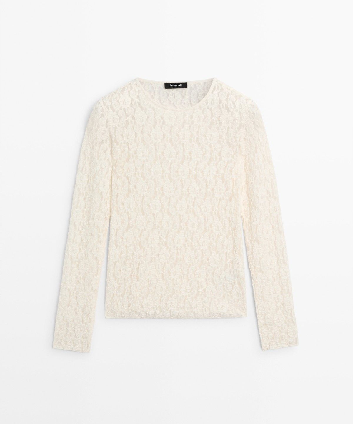 마시모두띠(MASSIMO DUTTI) 레이스 디테일 긴소매 티셔츠