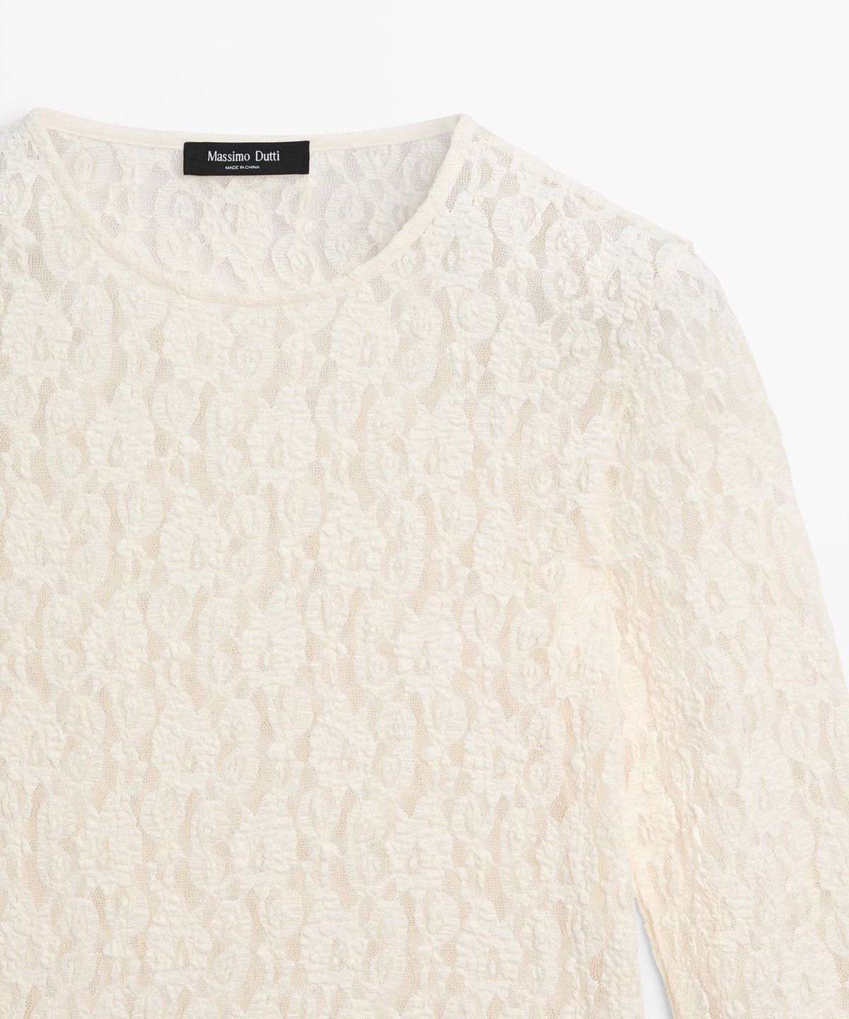 마시모두띠(MASSIMO DUTTI) 레이스 디테일 긴소매 티셔츠