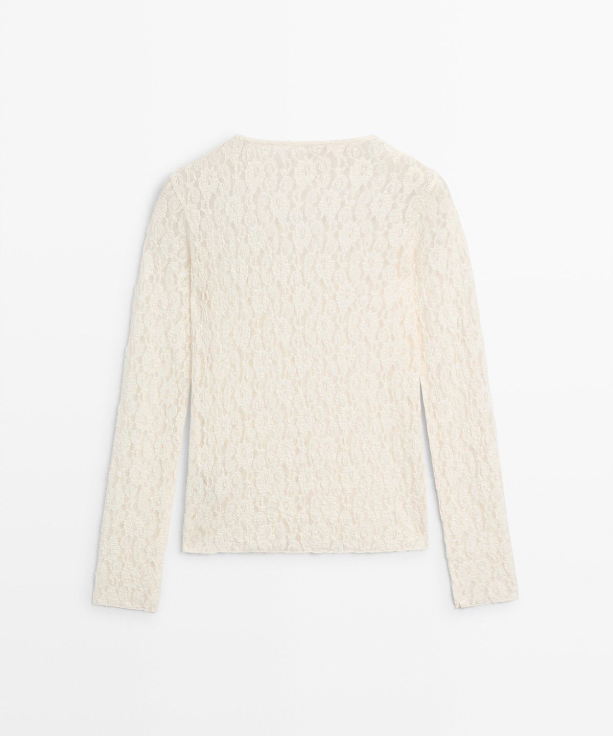 마시모두띠(MASSIMO DUTTI) 레이스 디테일 긴소매 티셔츠