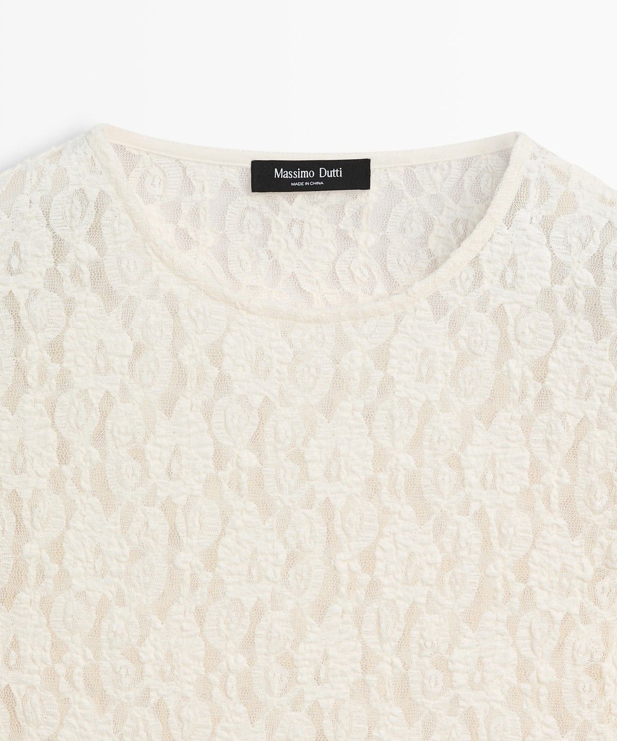 마시모두띠(MASSIMO DUTTI) 레이스 디테일 긴소매 티셔츠