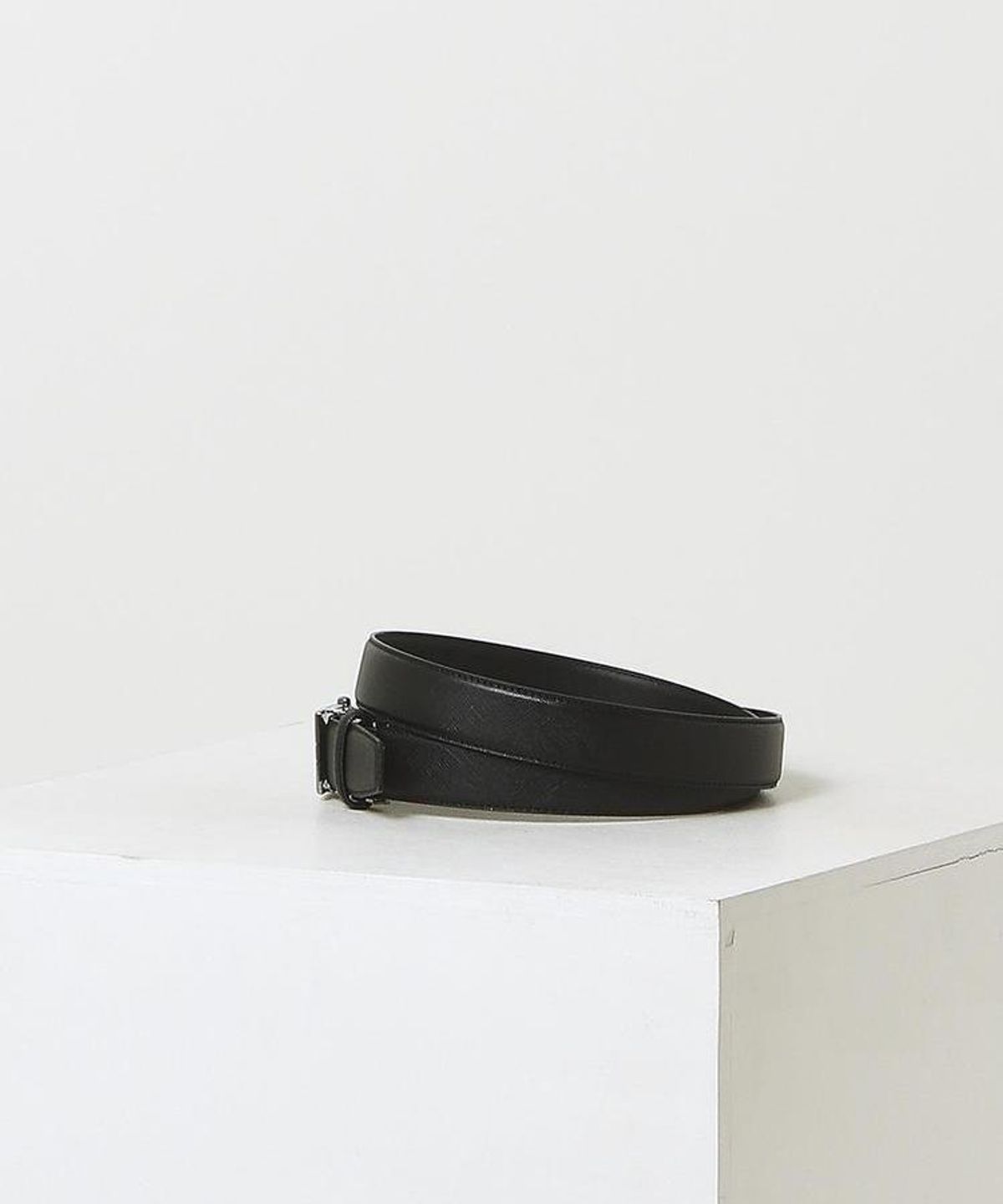 닥스 남성 액세서리(DAKS MEN'S ACCESSORIES) (Matt Check) 블랙 체크패턴 실버포인트 무광버클 소가죽 자동벨트 DBBE6F761BK