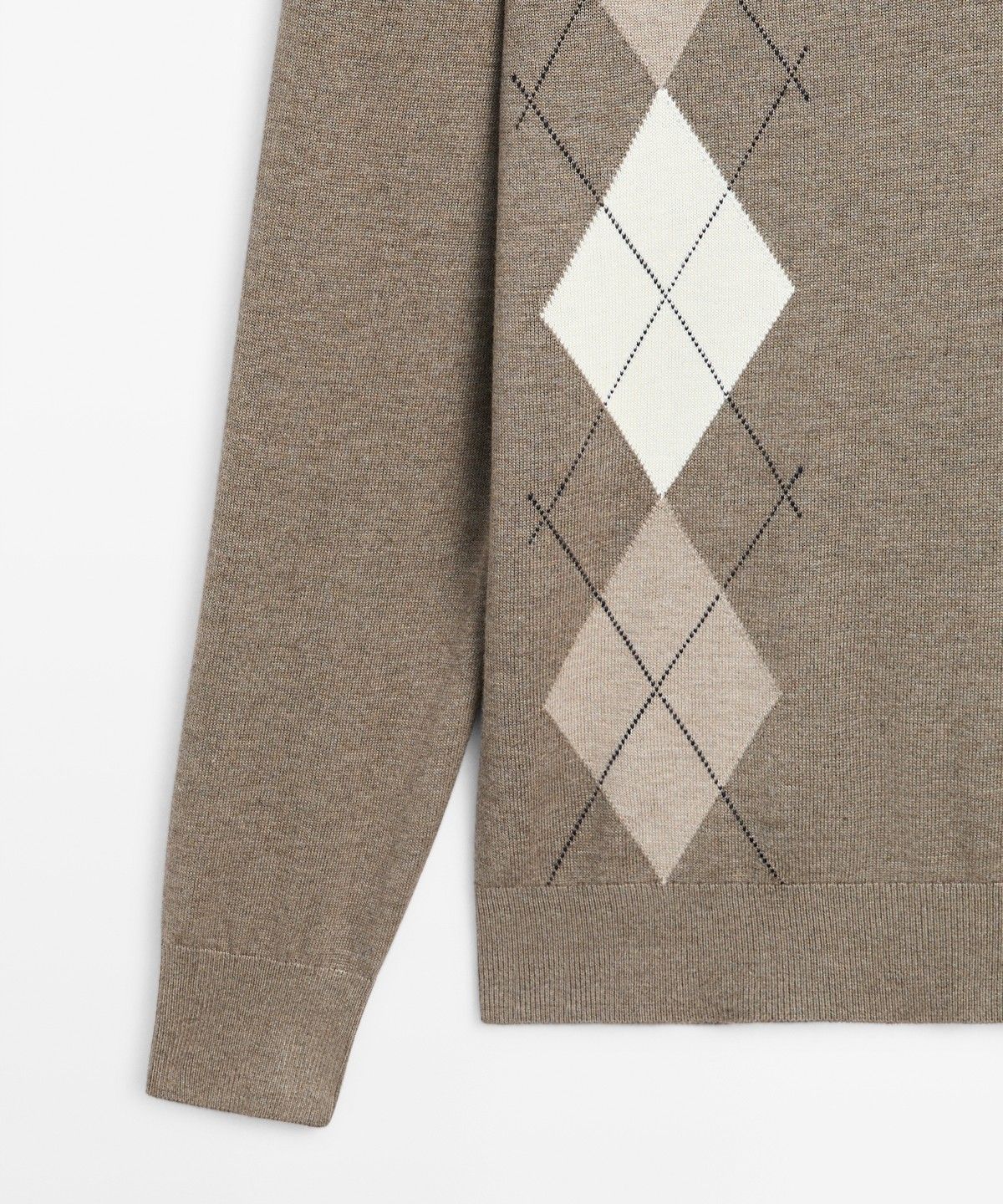 마시모두띠(MASSIMO DUTTI) 아가일 패턴 지퍼 모크넥 니트 스웨터