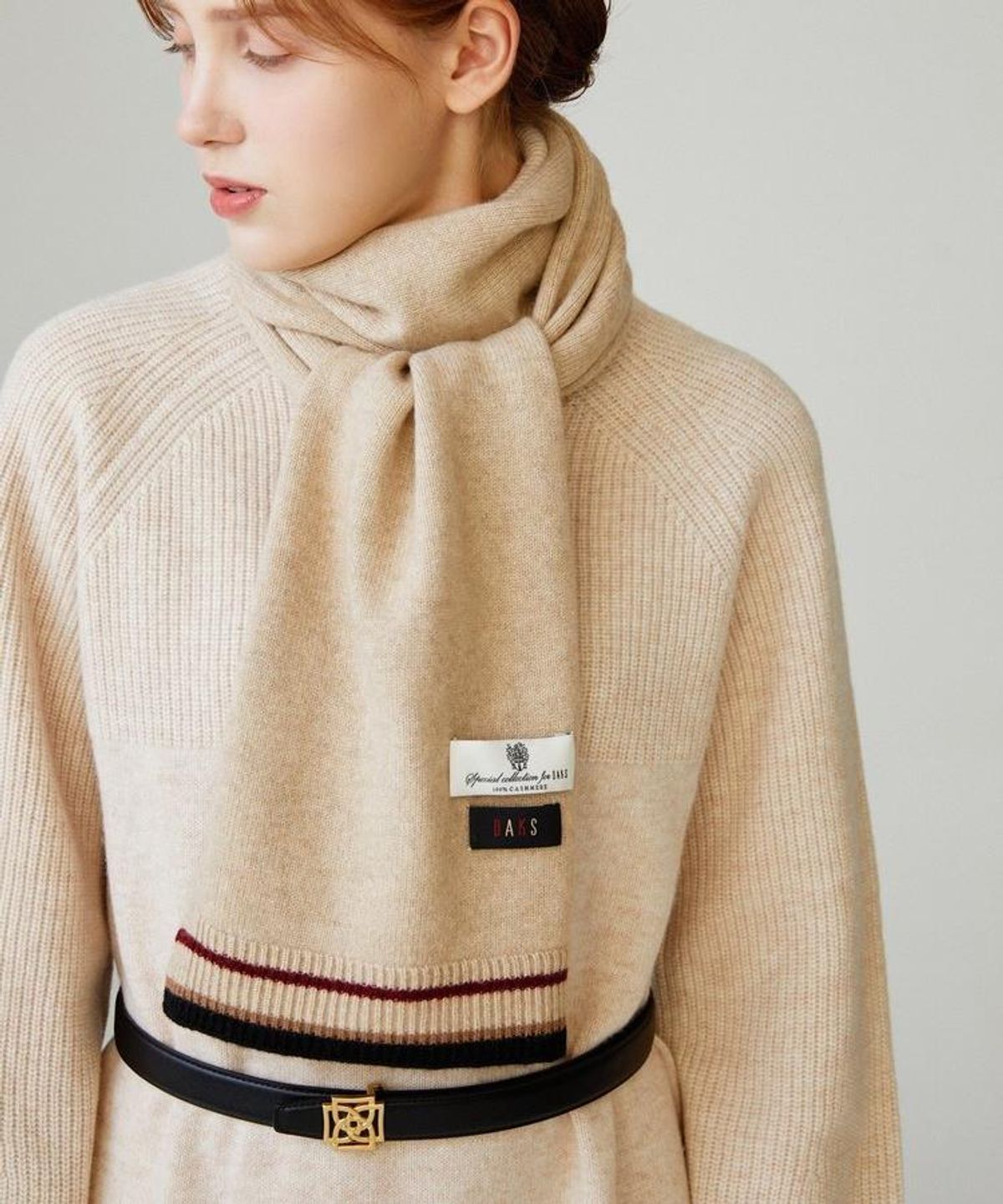 닥스 남성 액세서리(DAKS MEN'S ACCESSORIES) 블랙 4D 골드 버클 후크 소가죽 여성벨트 DBBE6F778BK