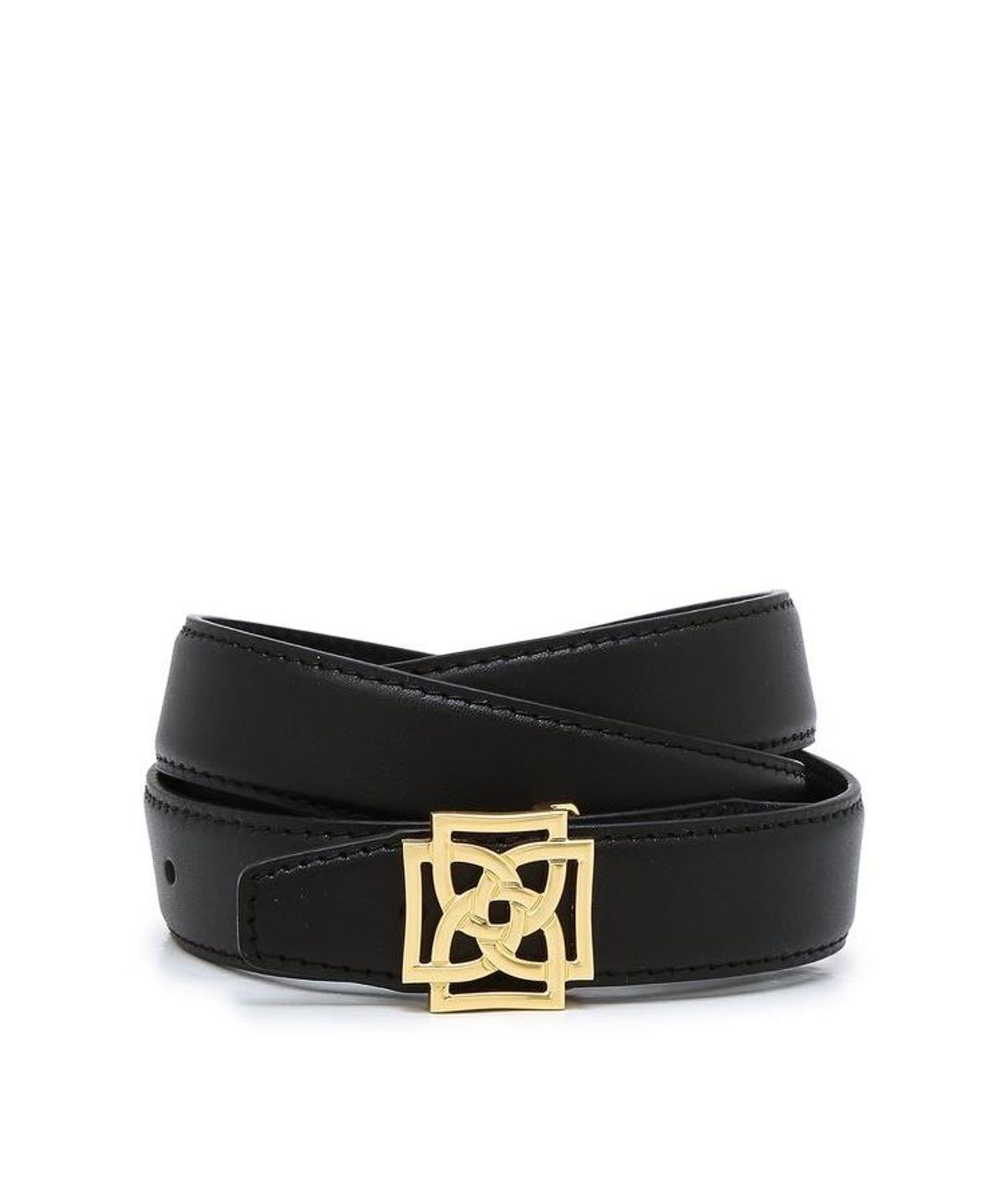 닥스 남성 액세서리(DAKS MEN'S ACCESSORIES) 블랙 4D 골드 버클 후크 소가죽 여성벨트 DBBE6F778BK