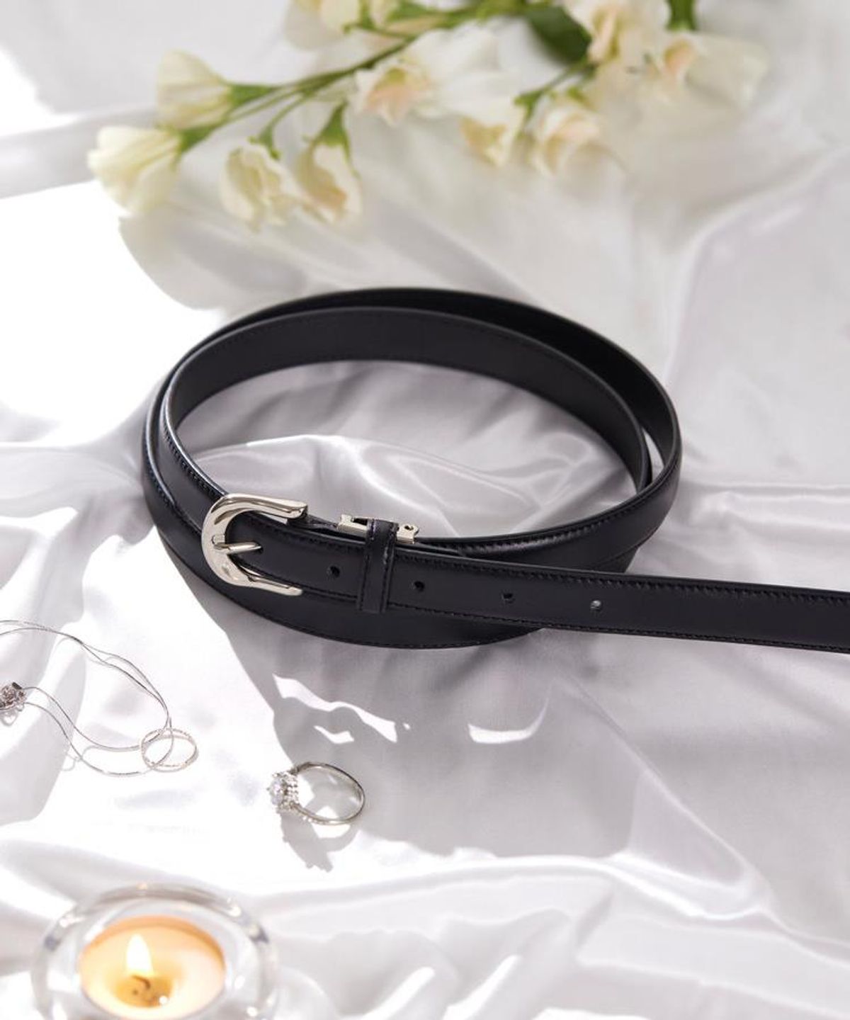 닥스 남성 액세서리(DAKS MEN'S ACCESSORIES) 블랙 소가죽 슬림 비조 여성벨트 DBBE6F746BK