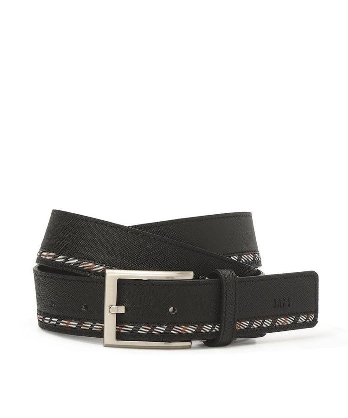 닥스 남성 액세서리(DAKS MEN'S ACCESSORIES) 블랙 원 체크라인 스트랩 소가죽 비조벨트 DBBE6F201BK