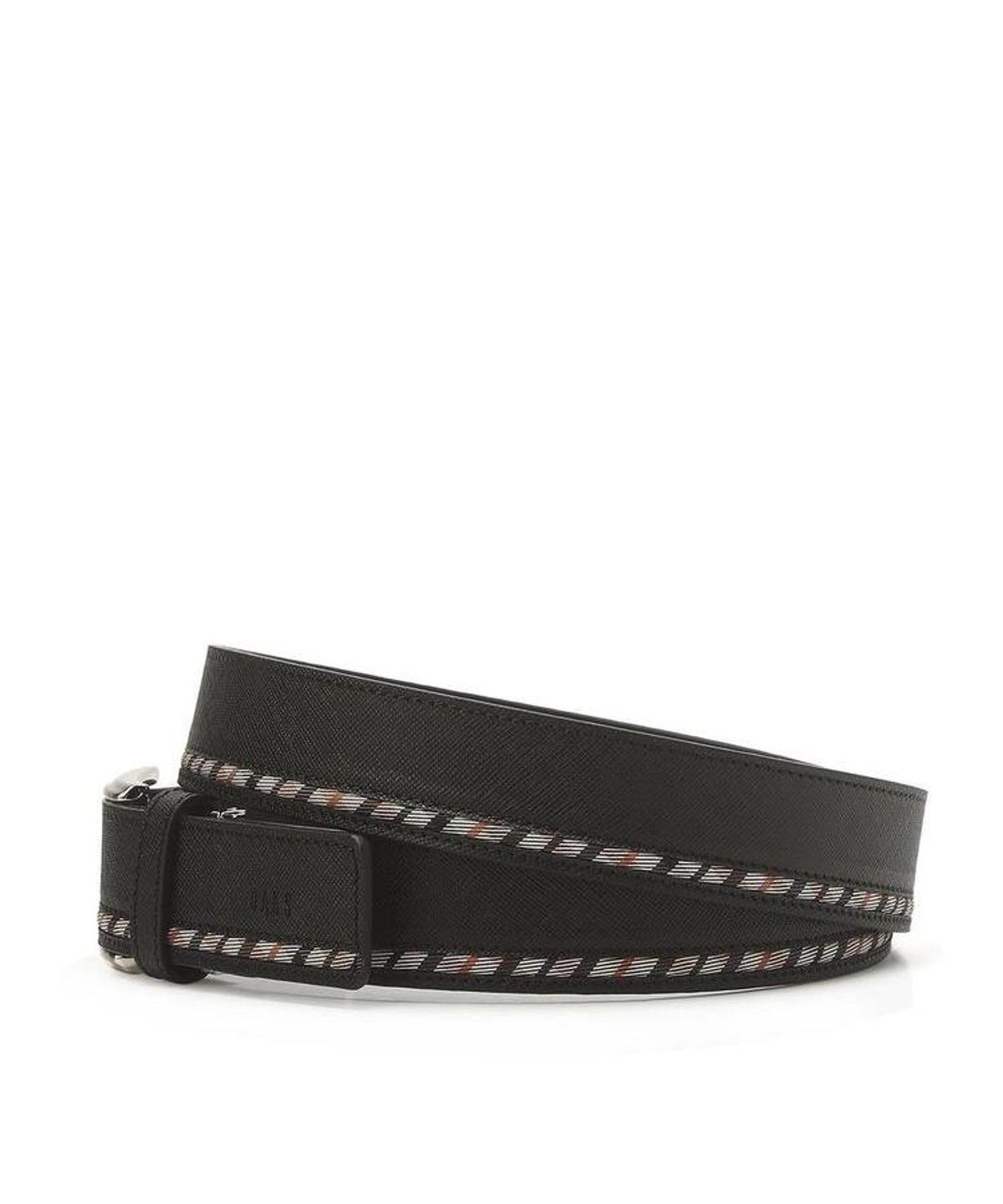닥스 남성 액세서리(DAKS MEN'S ACCESSORIES) 블랙 원 체크라인 스트랩 소가죽 비조벨트 DBBE6F201BK
