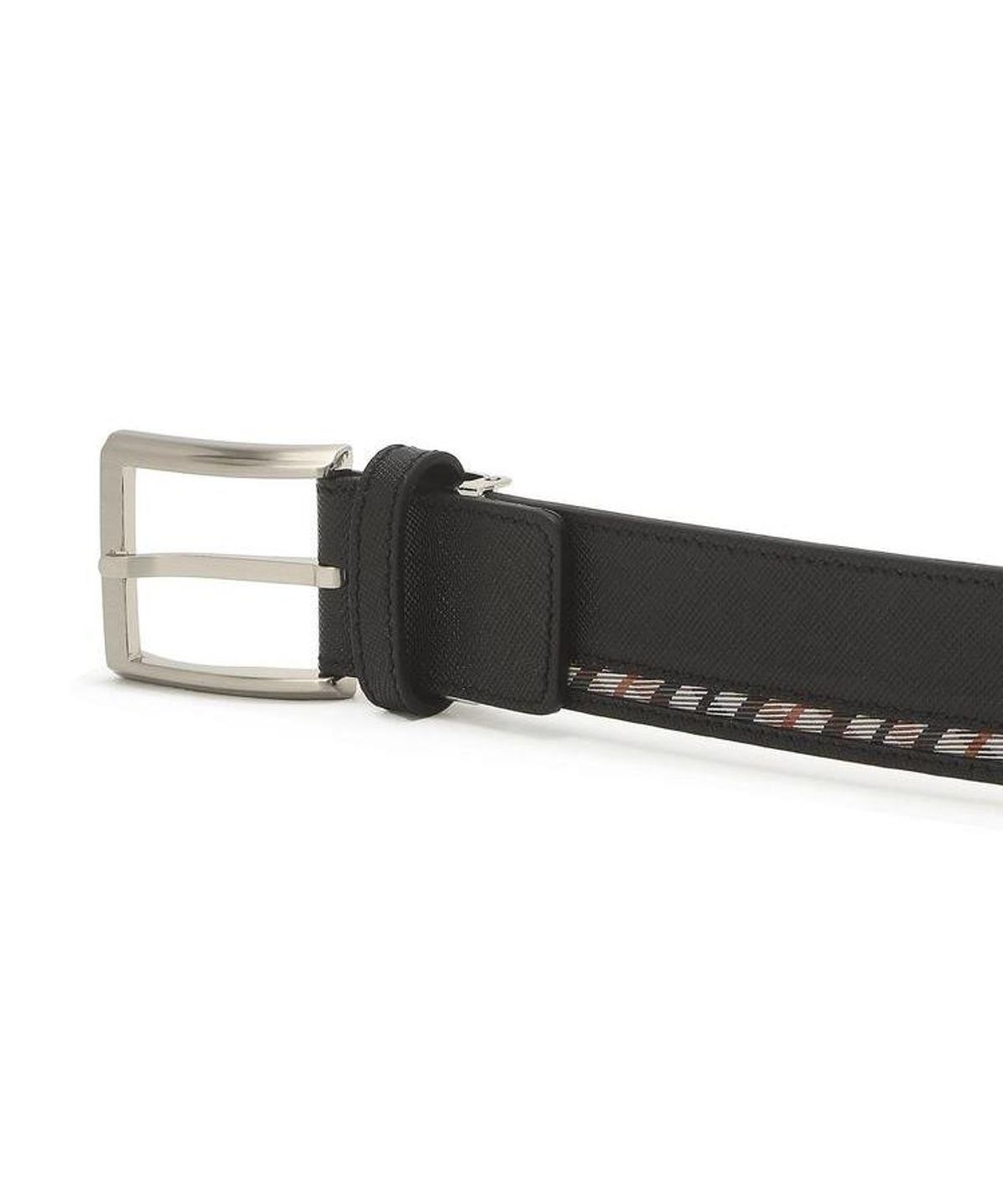 닥스 남성 액세서리(DAKS MEN'S ACCESSORIES) 블랙 원 체크라인 스트랩 소가죽 비조벨트 DBBE6F201BK