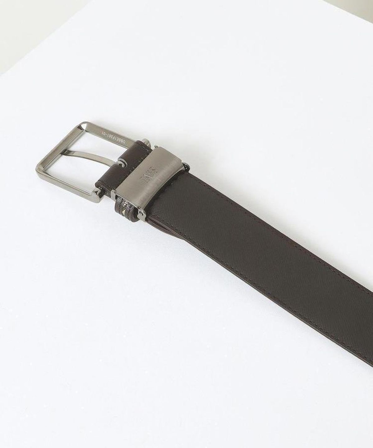 닥스 남성 액세서리(DAKS MEN'S ACCESSORIES) 브라운 체크라인 고리 소가죽 비조벨트 DBBE6F361BK