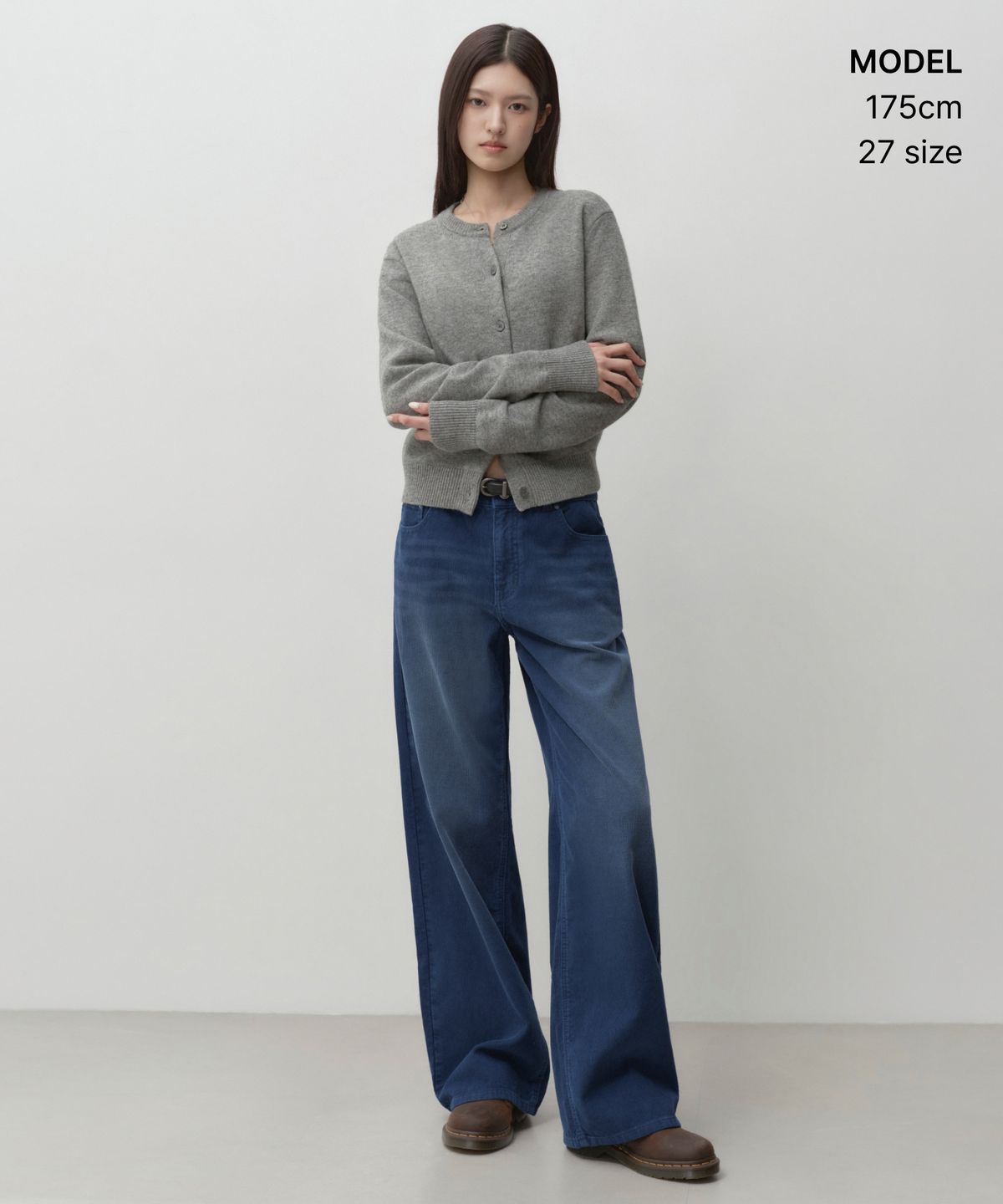 무신사 스탠다드 우먼(MUSINSA STANDARD WOMAN) 우먼즈 페이디드 11W 코듀로이 와이드 팬츠 [블루]