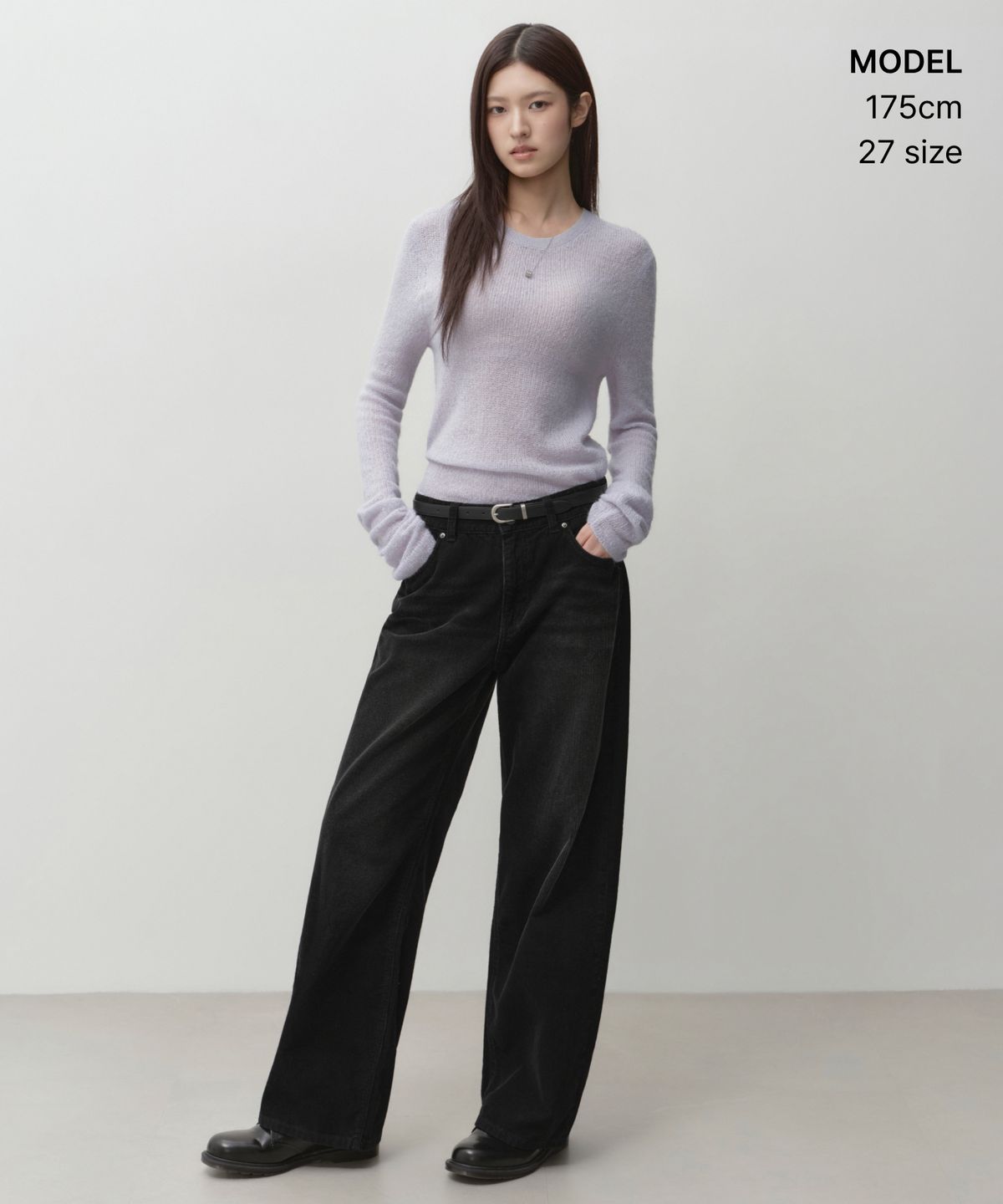 무신사 스탠다드 우먼(MUSINSA STANDARD WOMAN) 우먼즈 페이디드 11W 코듀로이 와이드 팬츠 [블랙]