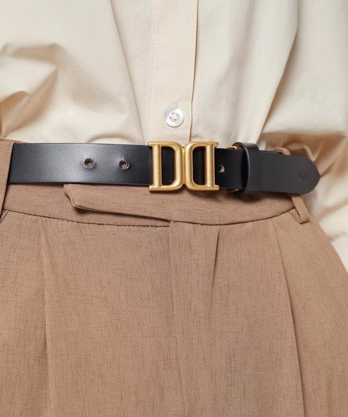 닥스 남성 액세서리(DAKS MEN'S ACCESSORIES) 블랙 DD 메탈릭 버클 소가죽 후크 여성벨트 DBBE6F793BK