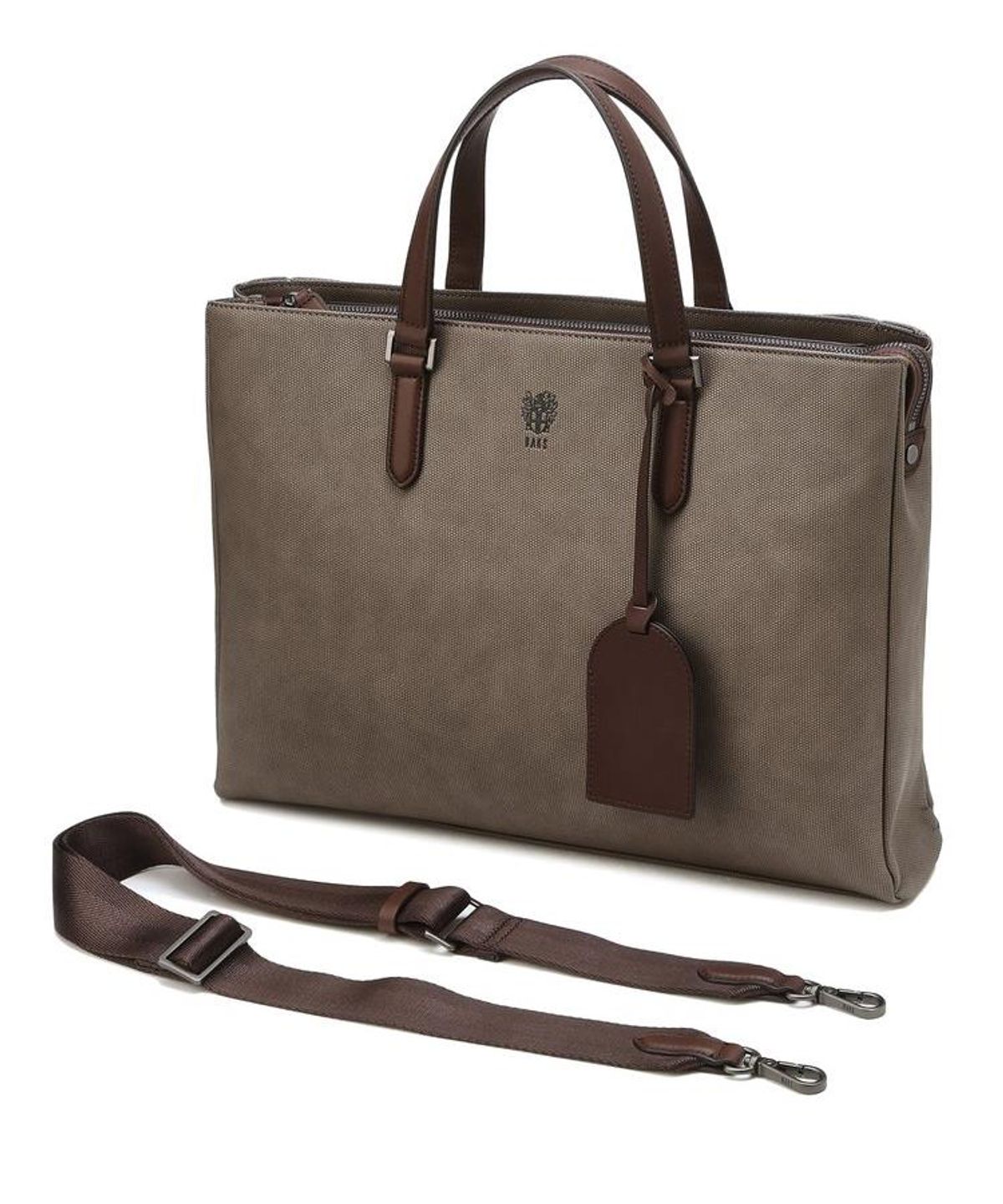 닥스 남성 액세서리(DAKS MEN'S ACCESSORIES) 베이지 투톤 캔버스 서류가방 DBBA6F083I3