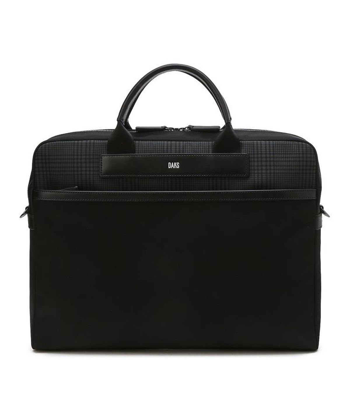 닥스 남성 액세서리(DAKS MEN'S ACCESSORIES) 블랙 가죽 부분 체크 서류가방 DBBA6F331BK
