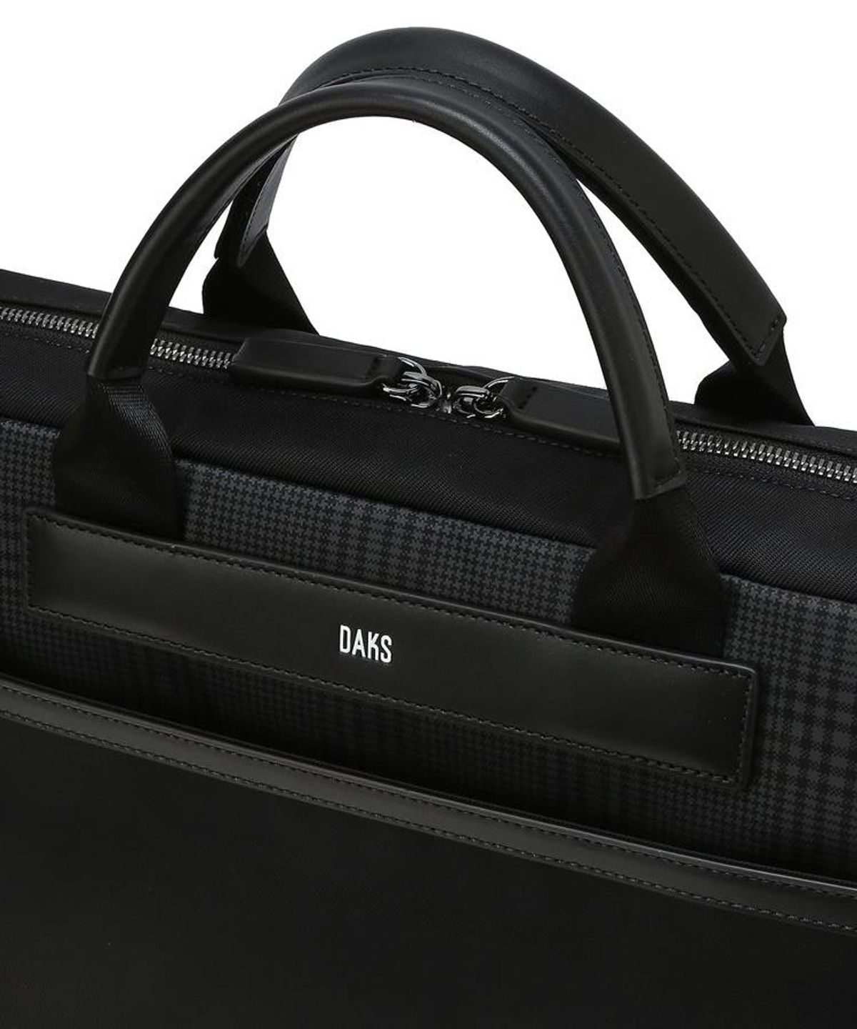 닥스 남성 액세서리(DAKS MEN'S ACCESSORIES) 블랙 가죽 부분 체크 서류가방 DBBA6F331BK