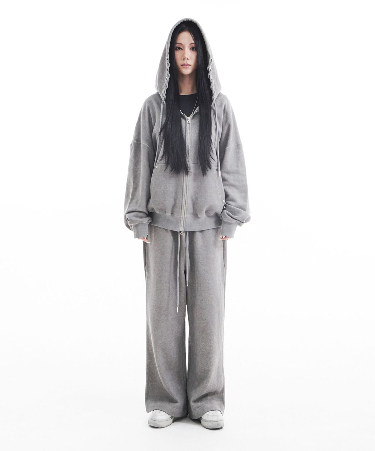 시데라(SIDERA) Eyelets Stone Hotfix Pants [Unisex/Gray]