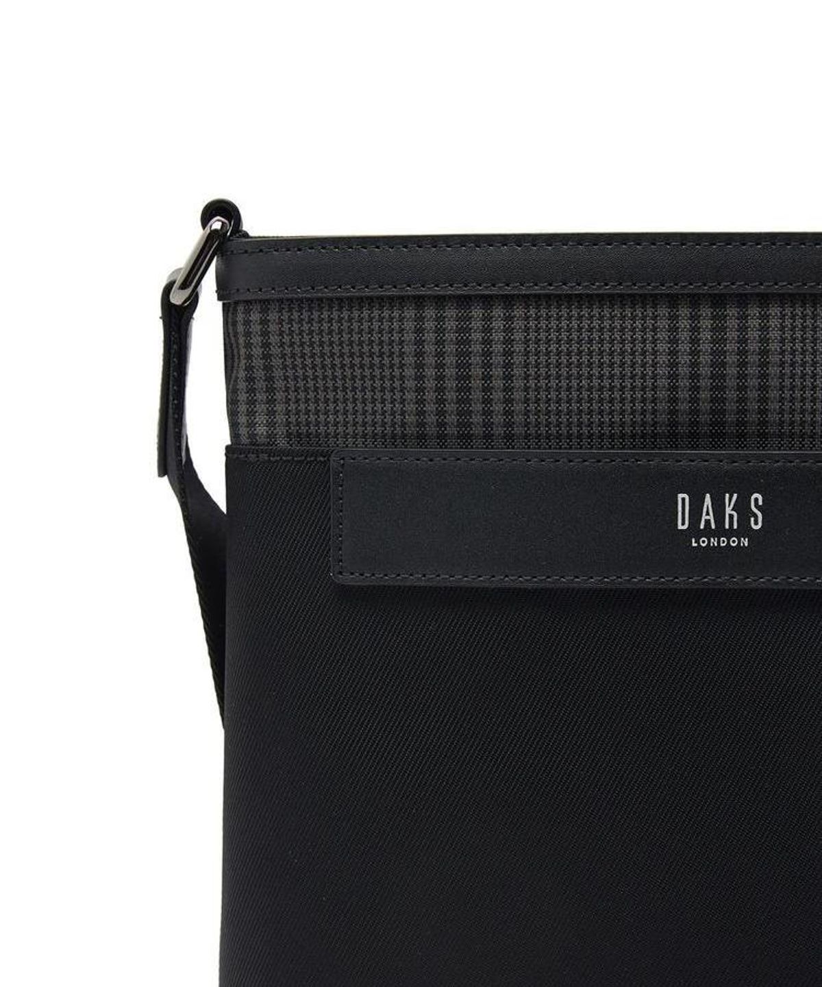 닥스 남성 액세서리(DAKS MEN'S ACCESSORIES) 블랙 가죽 부분 체크 서류가방 DBBA6F332BK