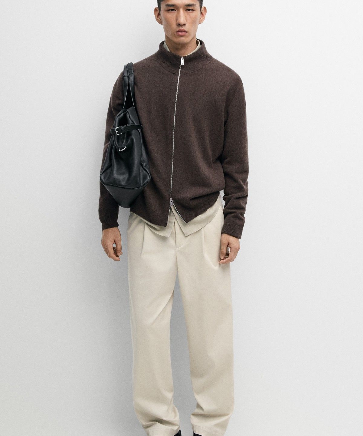 마시모두띠(MASSIMO DUTTI) 울 블렌드 지퍼 디테일 가디건