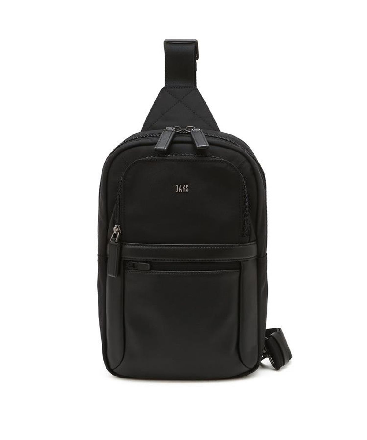 닥스 남성 액세서리(DAKS MEN'S ACCESSORIES) 블랙 로고장식 가죽 슬링백 DBBA6F010BK