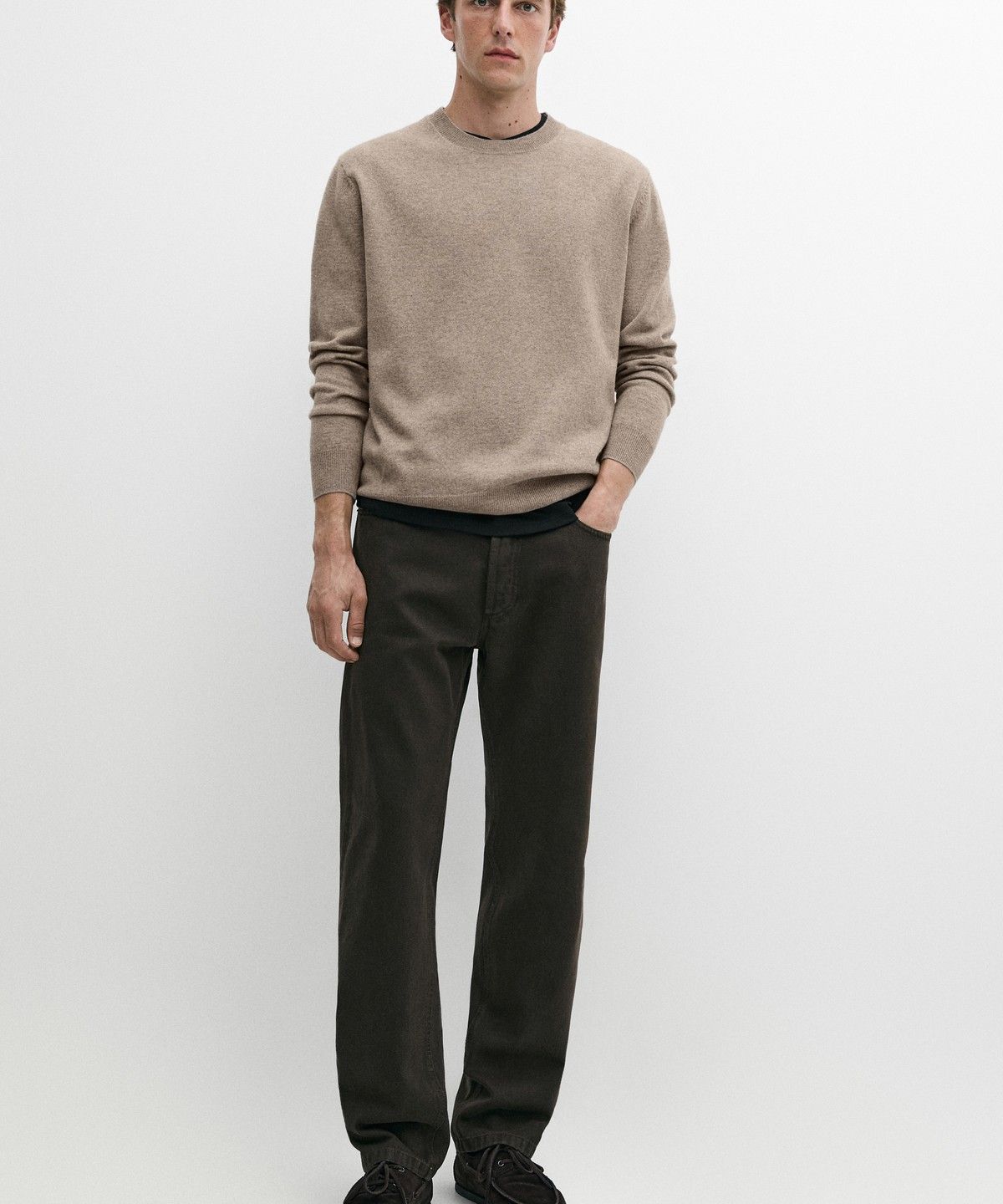 마시모두띠(MASSIMO DUTTI) 울 혼방 라운드넥 니트 스웨터