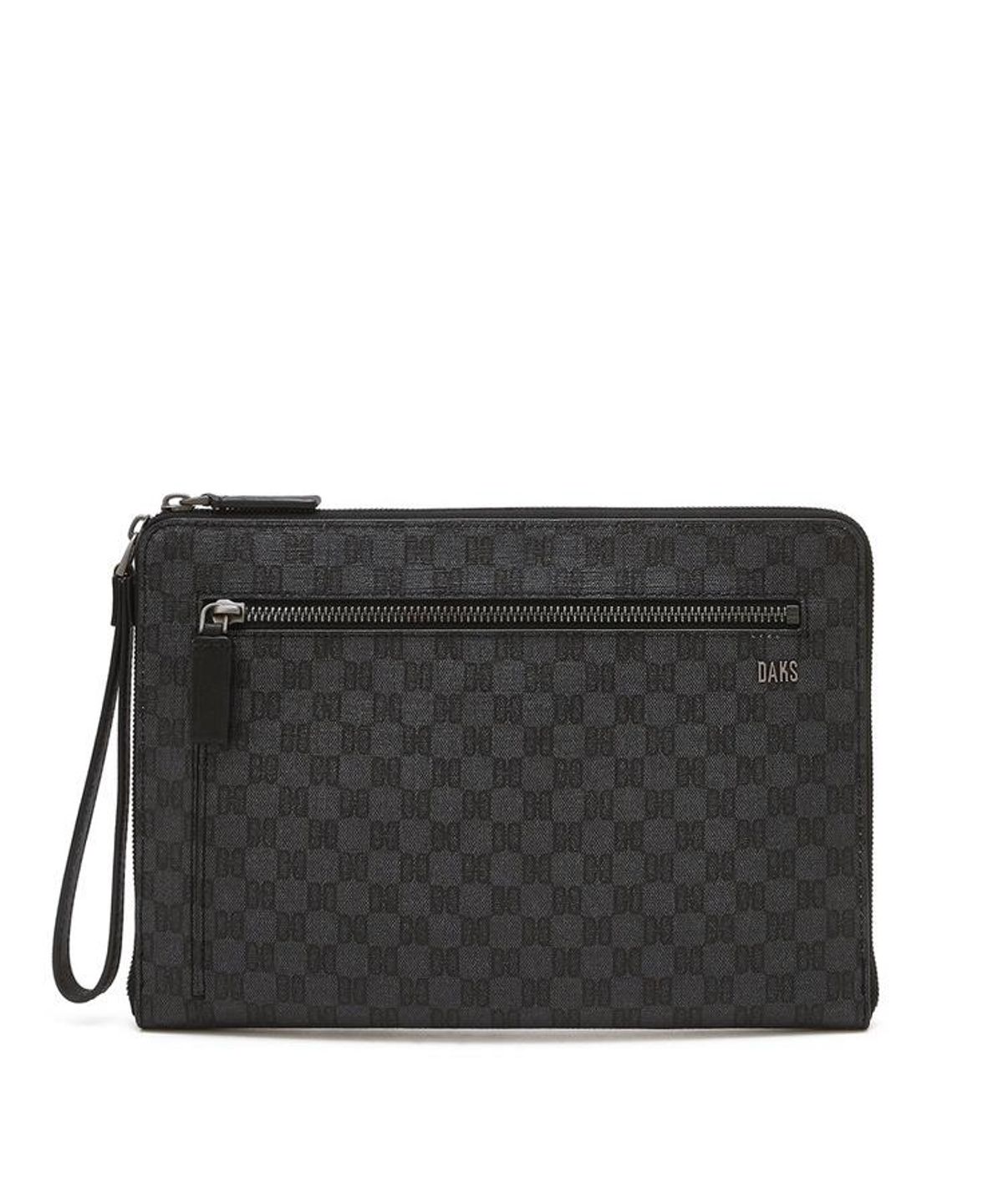 닥스 남성 액세서리(DAKS MEN'S ACCESSORIES) 블랙 로고패턴 가죽 클러치백 DBBA6F007BK