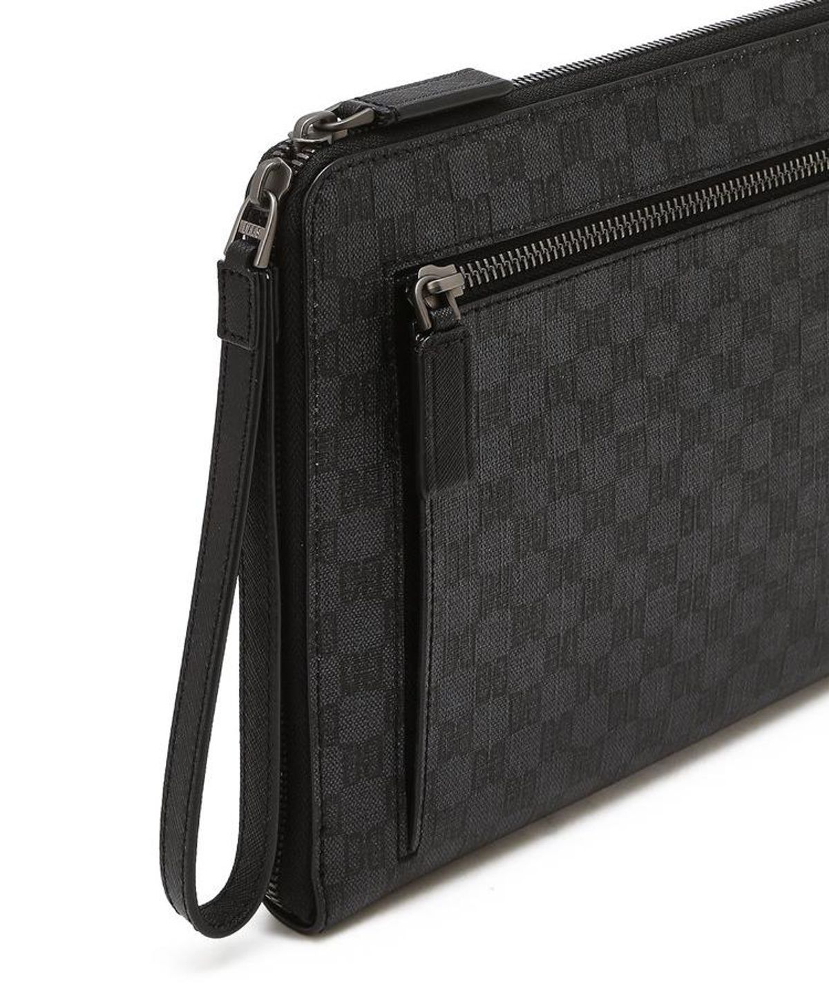 닥스 남성 액세서리(DAKS MEN'S ACCESSORIES) 블랙 로고패턴 가죽 클러치백 DBBA6F007BK
