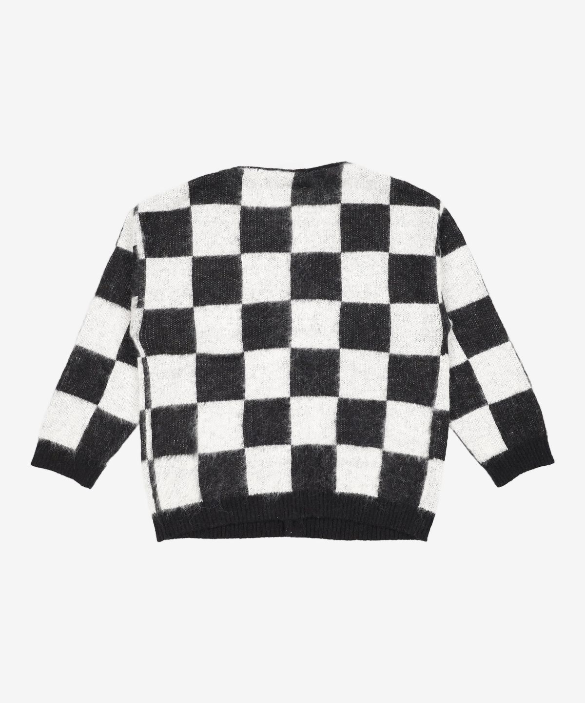 벌스원(VERSE ONE) CHECKERED JACQUARD MOHAIR BLEND CARDIGAN BLACK/WHITE M