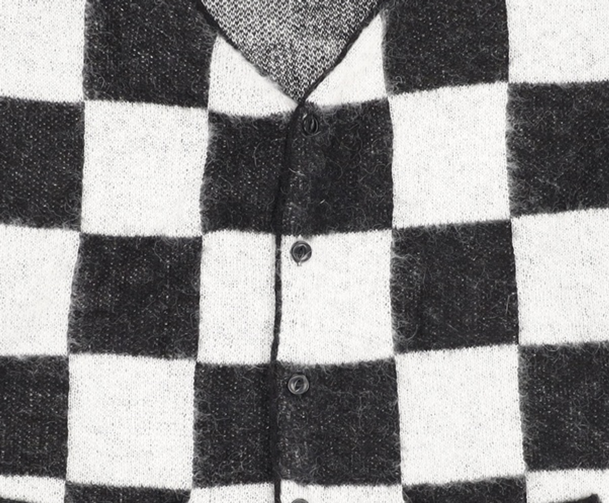 벌스원(VERSE ONE) CHECKERED JACQUARD MOHAIR BLEND CARDIGAN BLACK/WHITE M