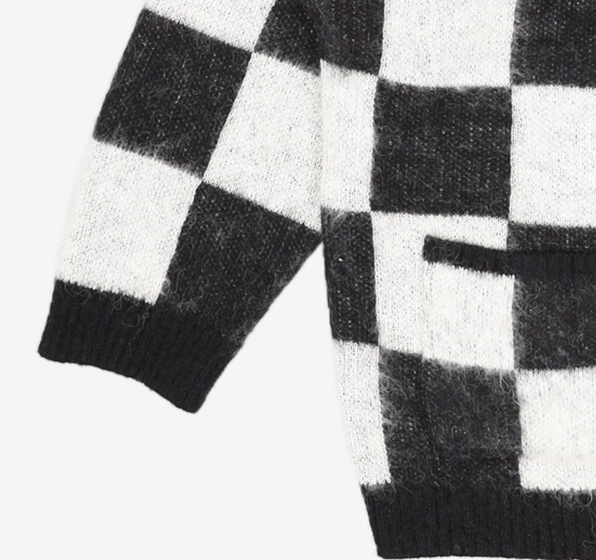 벌스원(VERSE ONE) CHECKERED JACQUARD MOHAIR BLEND CARDIGAN BLACK/WHITE M