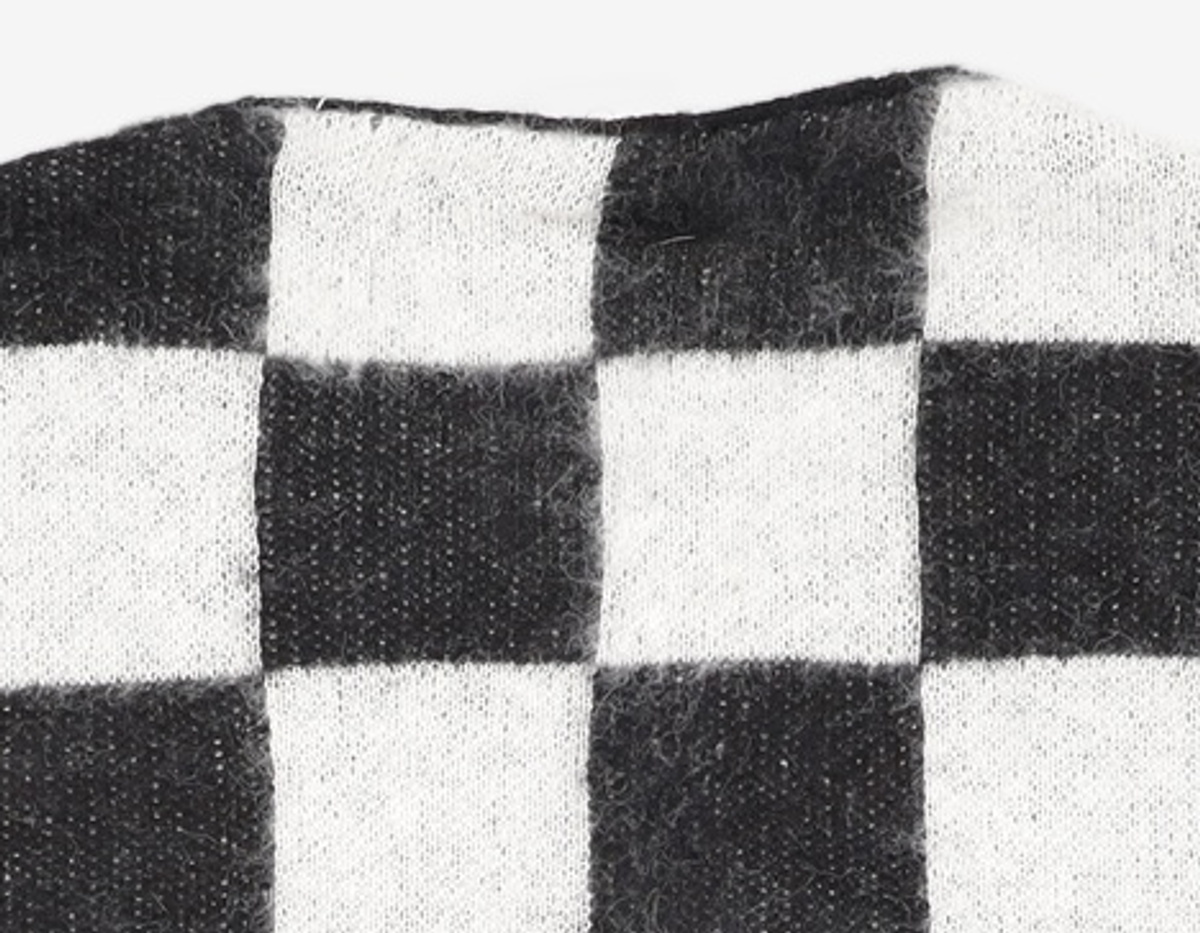 벌스원(VERSE ONE) CHECKERED JACQUARD MOHAIR BLEND CARDIGAN BLACK/WHITE M