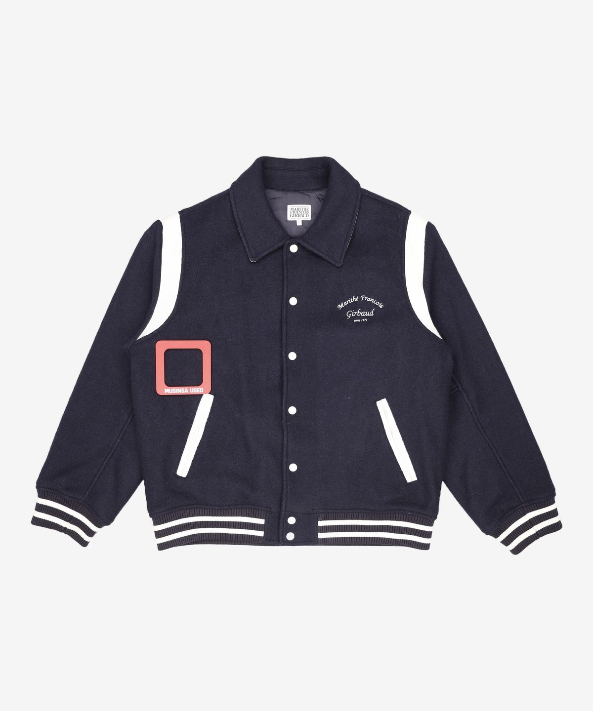 마리떼 프랑소와 저버(MARITHÉ + FRANҪOIS GIRBAUD) WOOL BLENDED VARSITY JACKET dark navy L