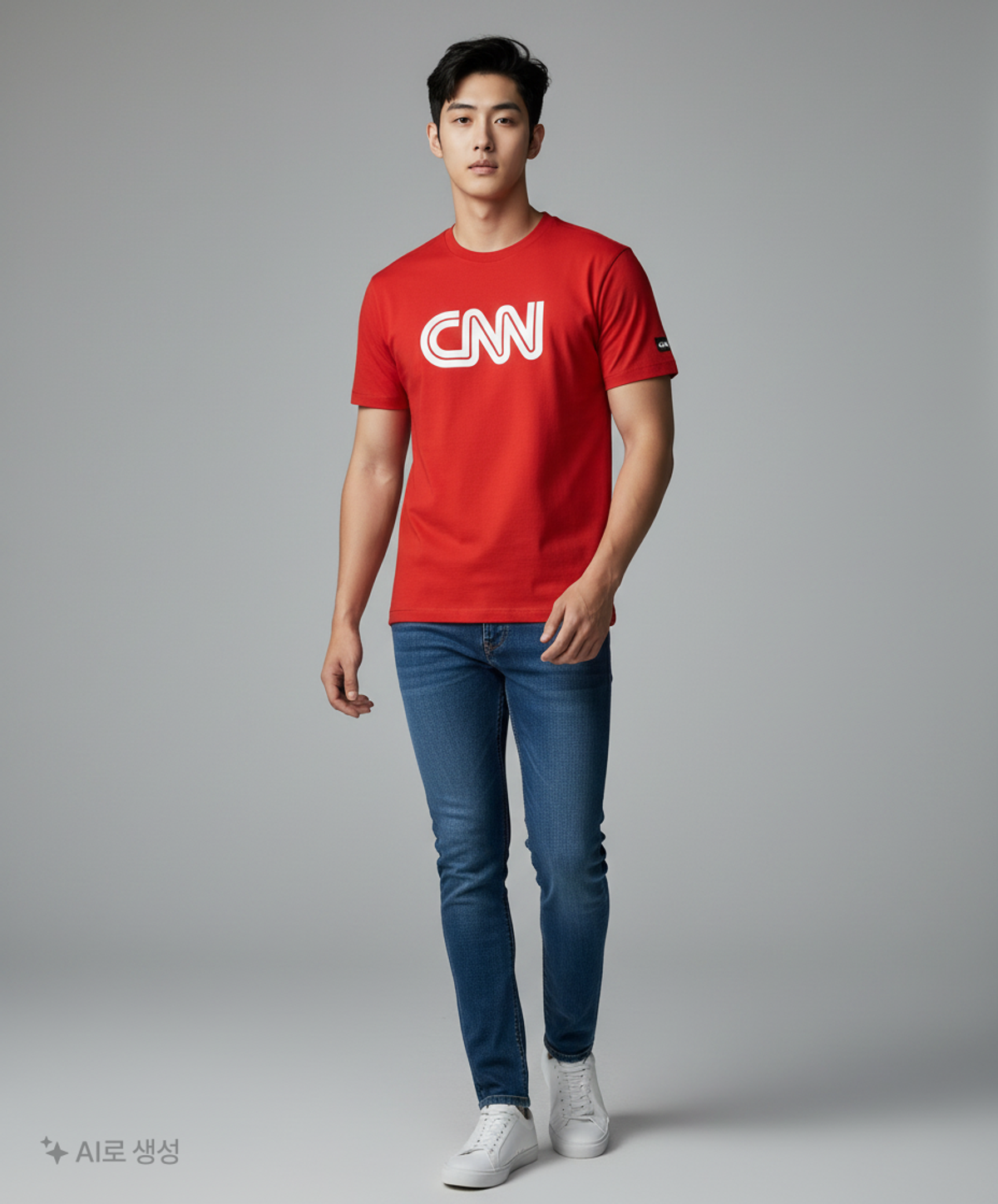 씨엔엔 어패럴(CNN APPAREL) CNN 베이직 빅로고 티셔츠 RED 100