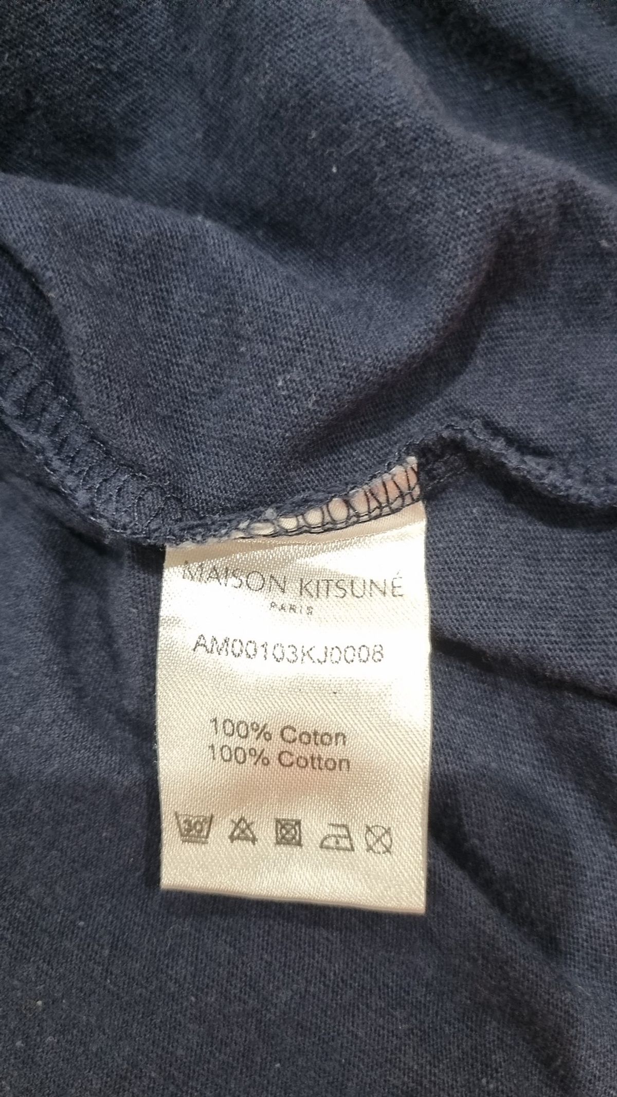 메종 키츠네(MAISON KITSUNE) 폭스헤드 반팔 티셔츠 AM00103KJ0008 P480 NAVY XL