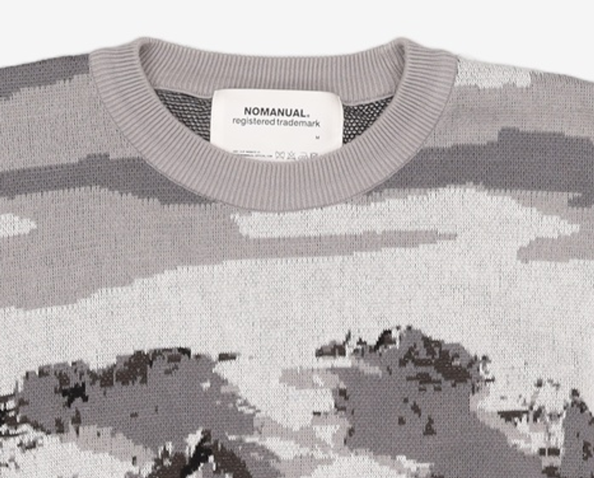 노매뉴얼(NOMANUAL) LANDSCAPE JACQUARD KNIT - BLACK M