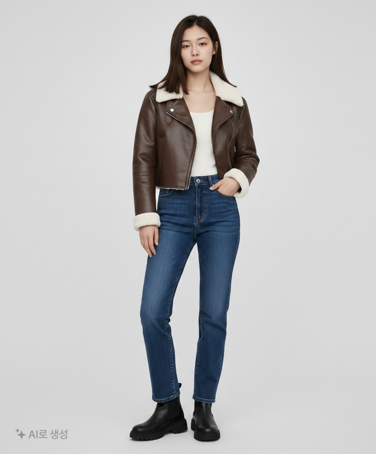 미쏘(MIXXO) 비건레더 크롭 무스탕 MIWJLCV22B M