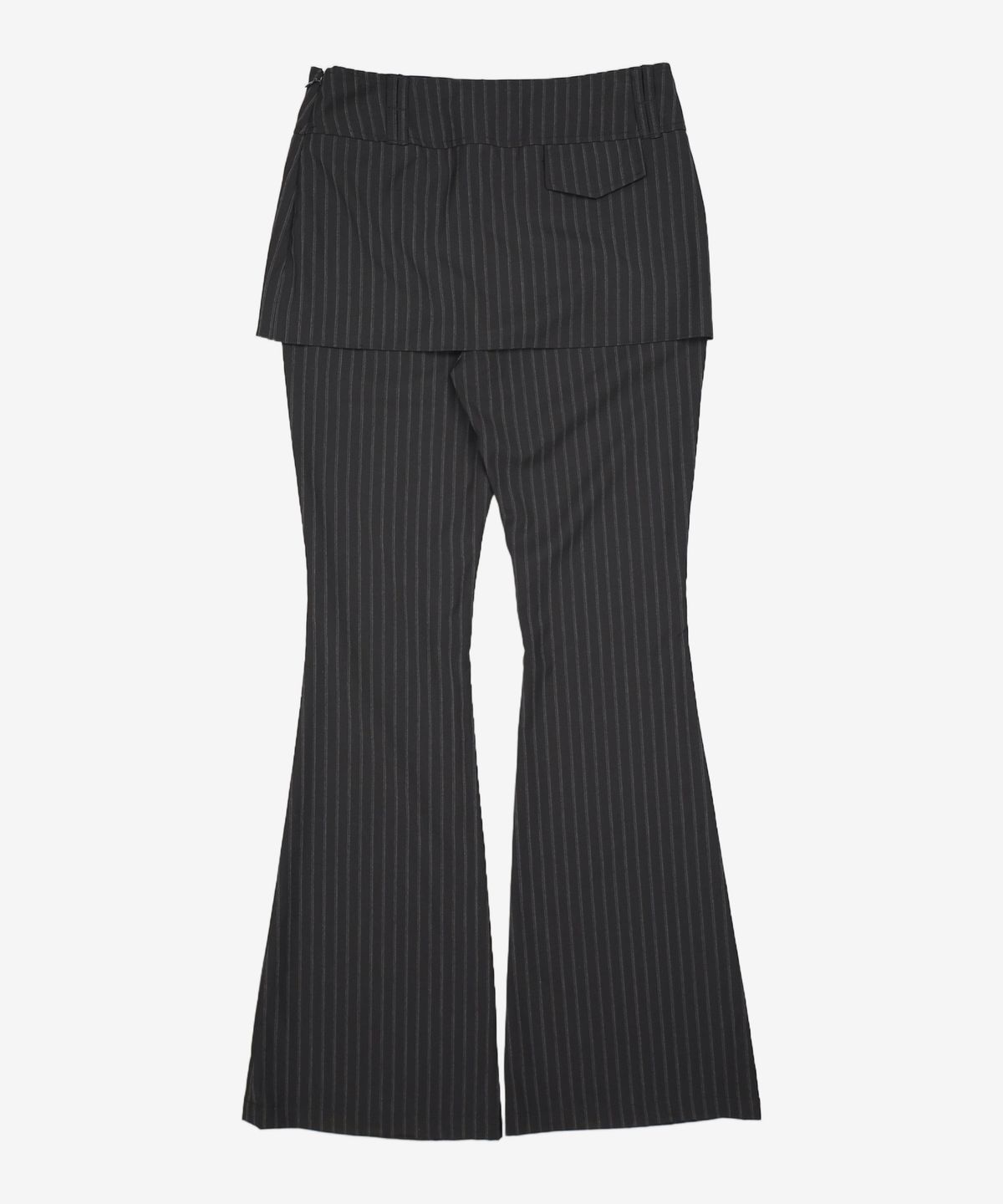 우알롱(WOOALONG) Layered boots-cut slacks - BLACK S