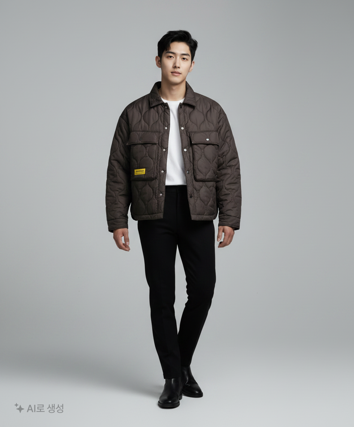 빈트릴(BEENTRILL) 웨이브 퀼팅 빅 포켓 오버핏 패딩 점퍼(블랙) XL