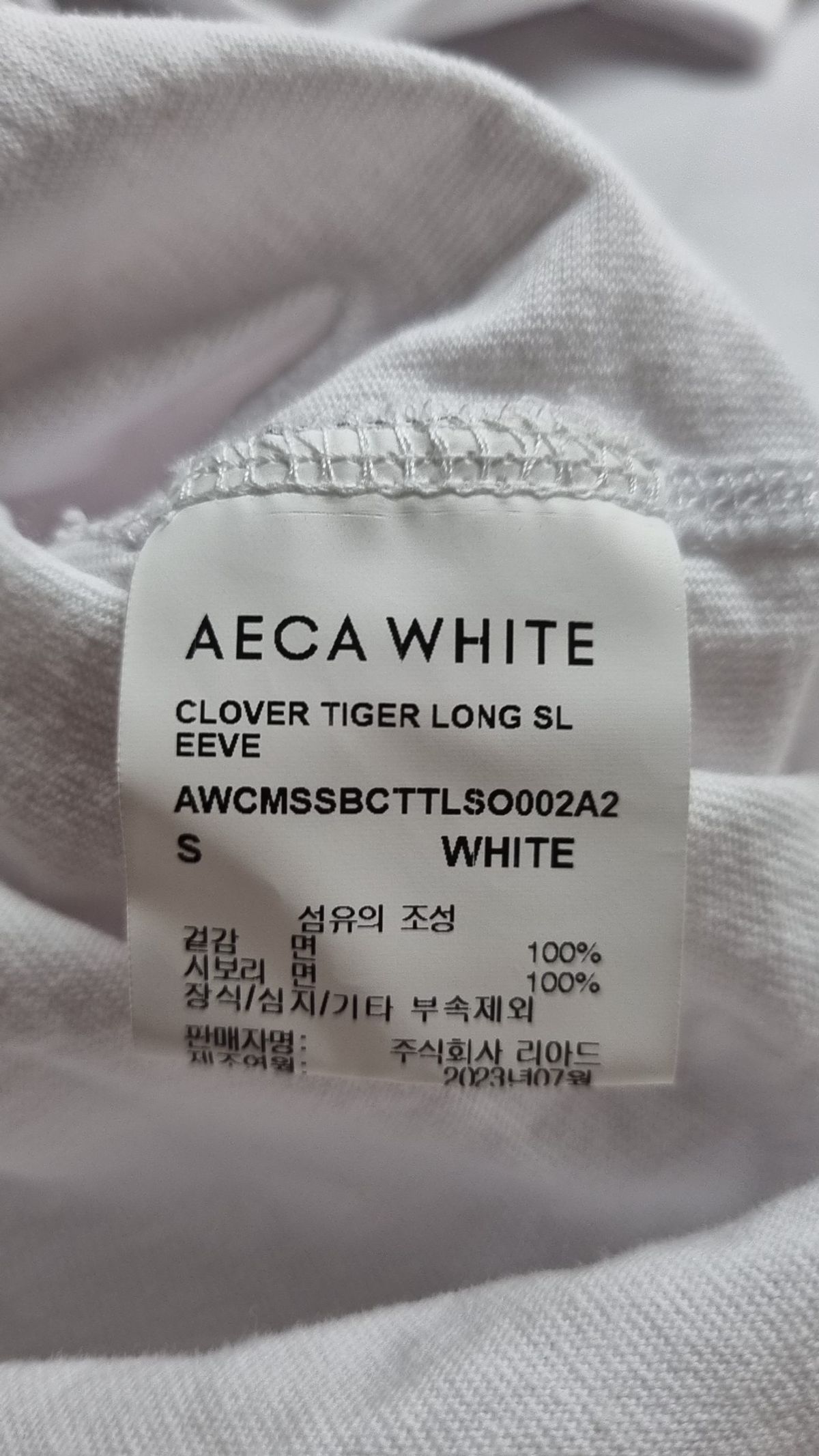 에이카화이트(AECA) CLOVER TIGER LONG SLEEVE-WHITE S