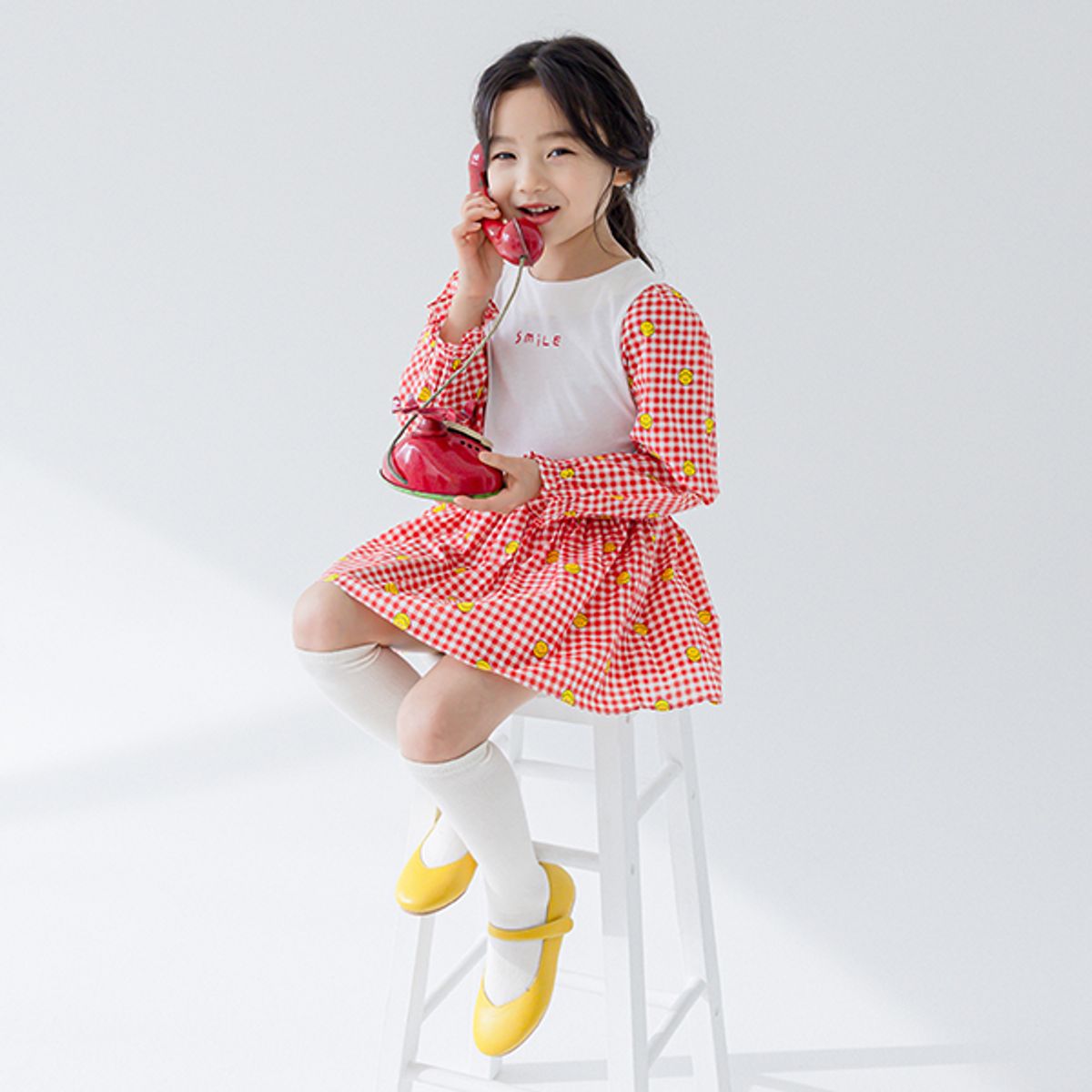 아이러브제이(I LOVE J) 미뇽 체크 셔링 티 JUSTO38