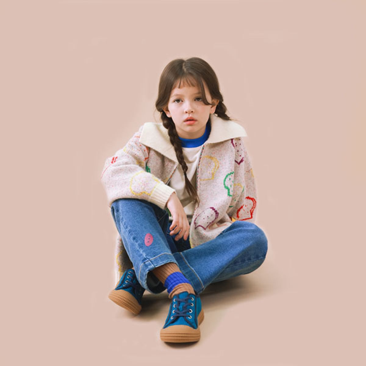 아이러브제이(I LOVE J) M.빙그레 카라 니트 가디건 JVFOU41