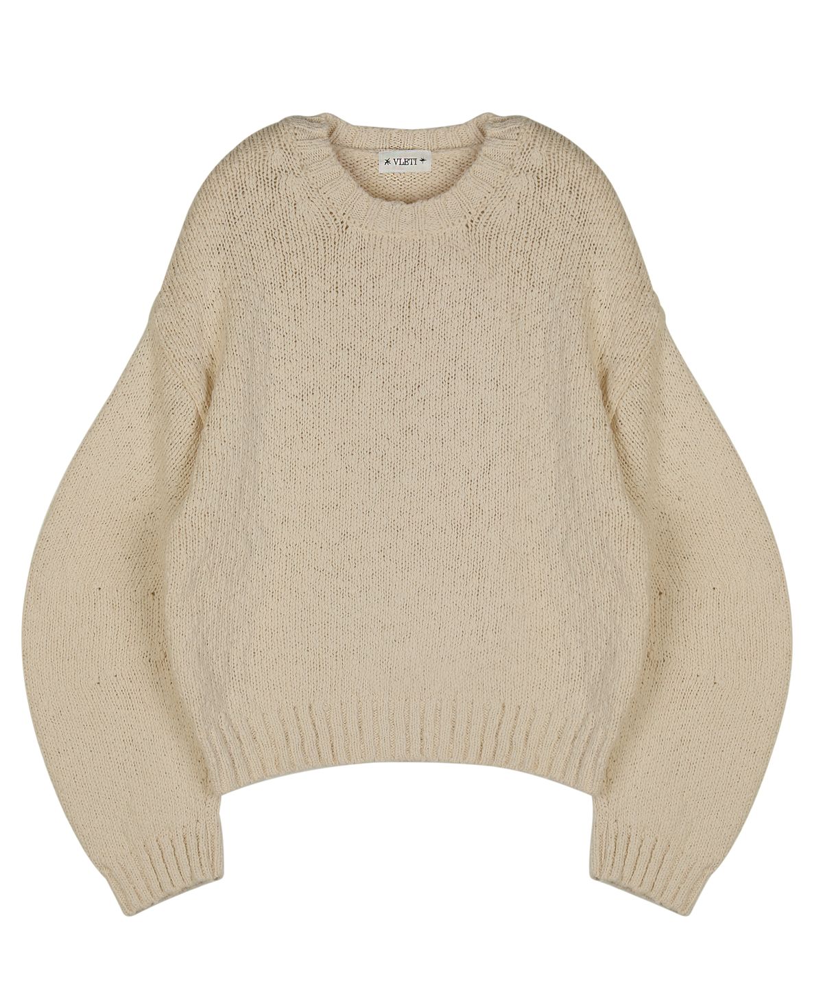 블레티(VLETI) [Cotton 100%] Round Cotton Boucle Balloon Knit (Beige)