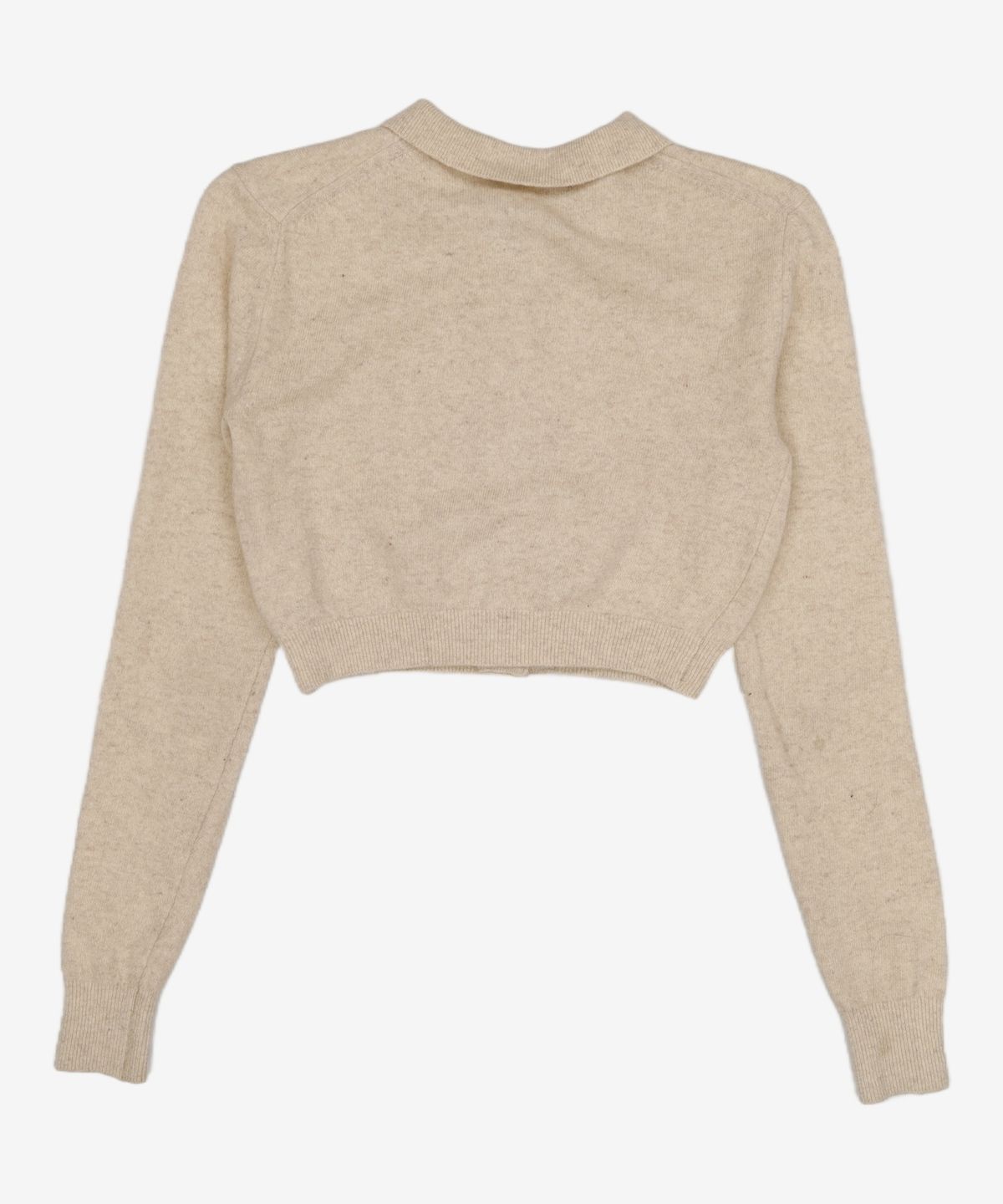 다이애그널(DIAGONAL) COLLAR CROP KNIT CARDIGAN (ivory) L