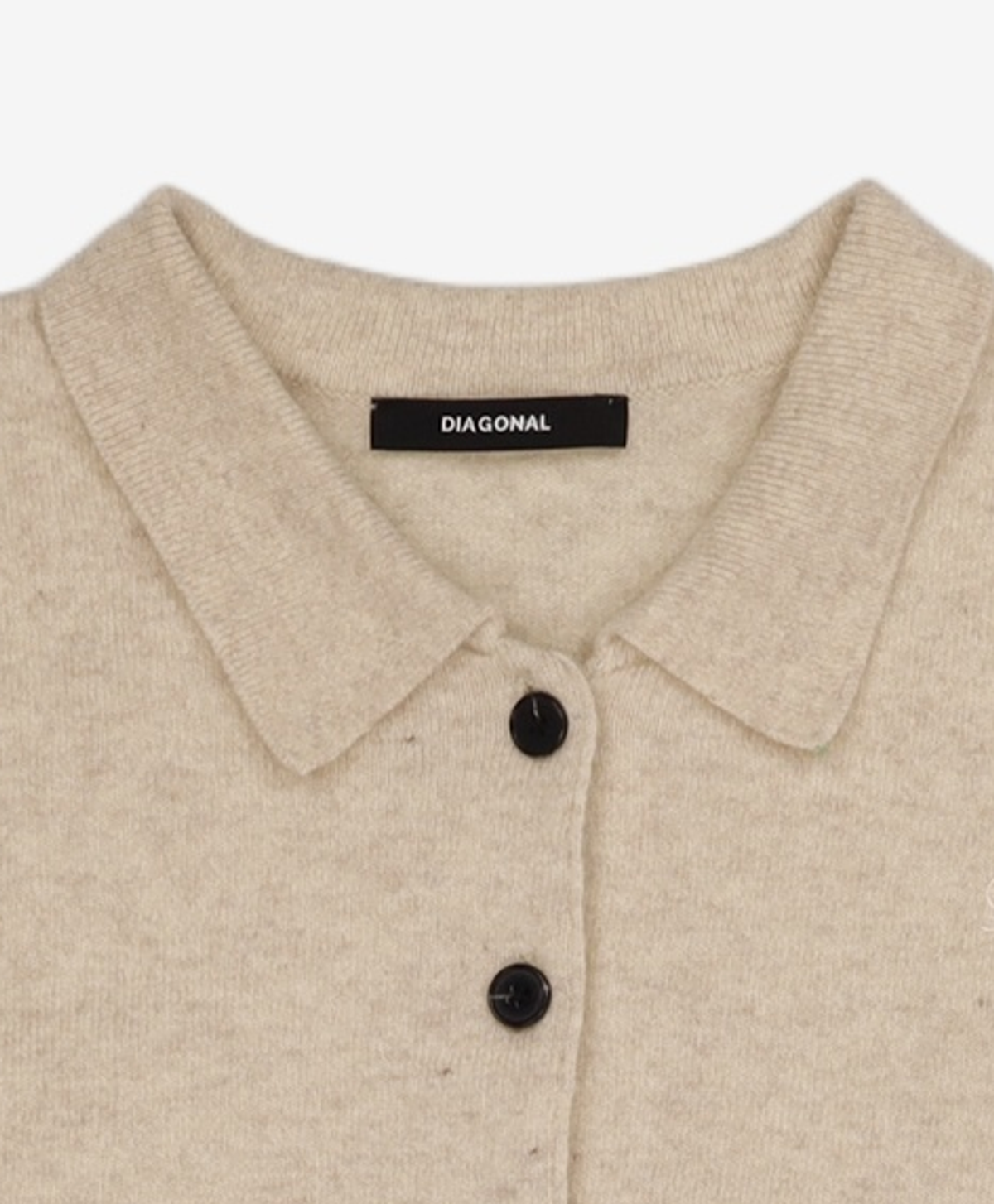 다이애그널(DIAGONAL) COLLAR CROP KNIT CARDIGAN (ivory) L