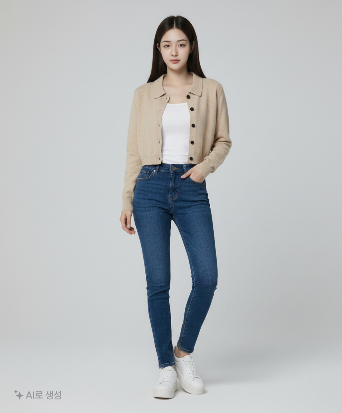 다이애그널(DIAGONAL) COLLAR CROP KNIT CARDIGAN (ivory) L