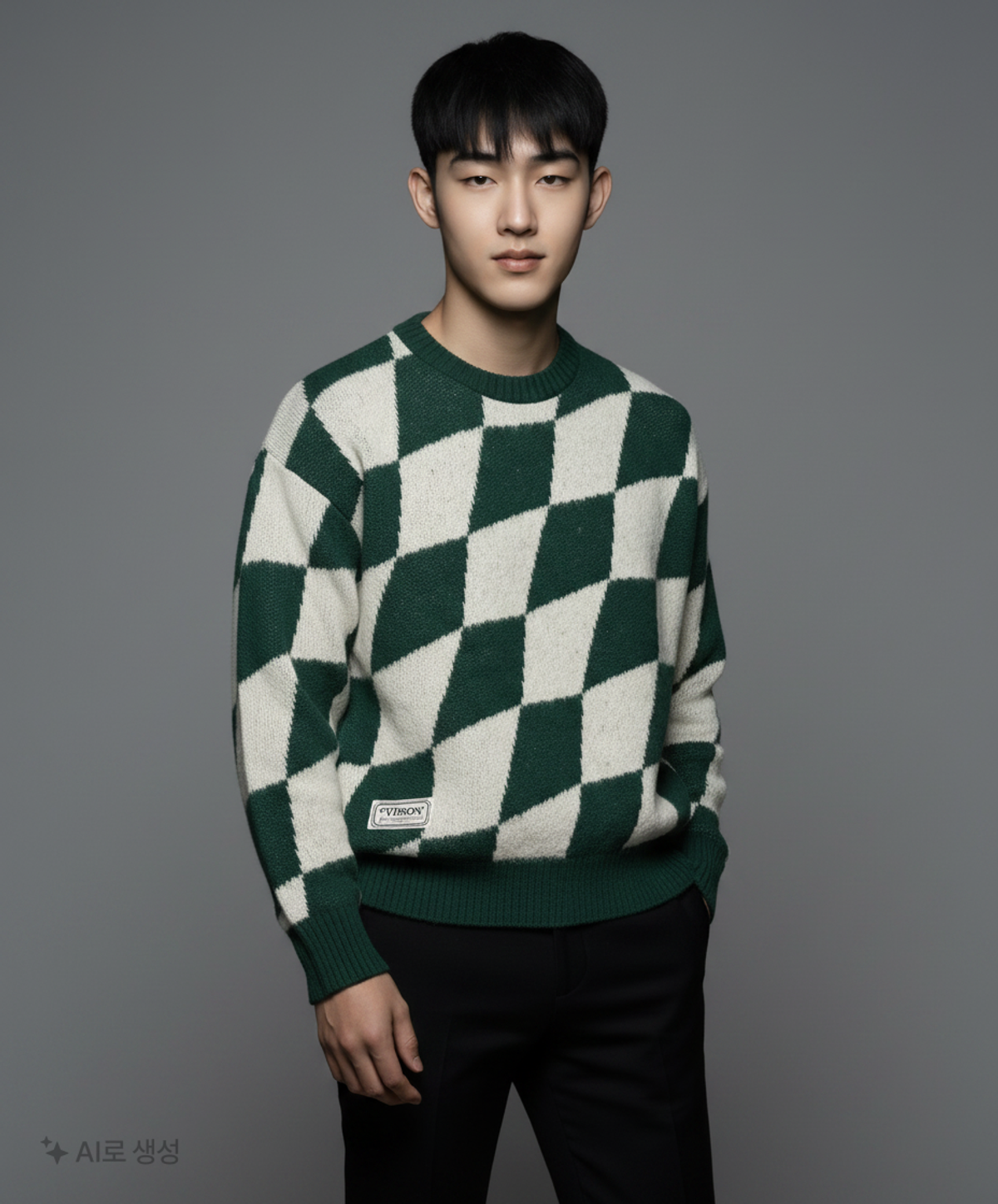 비전스트릿웨어(VISION STREETWEAR) VSW Brushed Checker Knit Green M